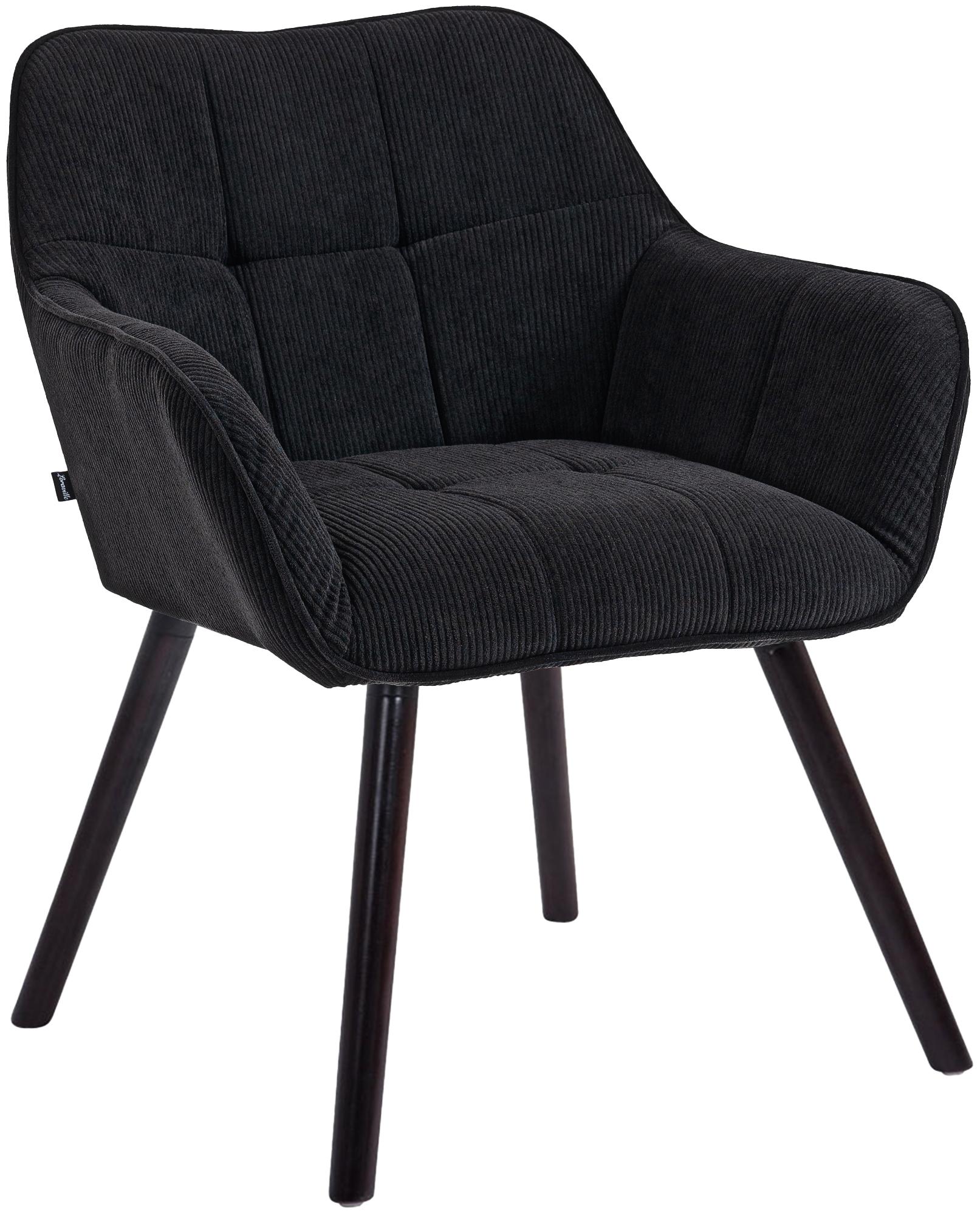 CLP Esszimmerstuhl gepolstert mit Lehne Vienna, K&uuml;chenstuhl mit Cordbezug, Sessel mit Holzgestell bis 150 kg belastbar - Bild 1