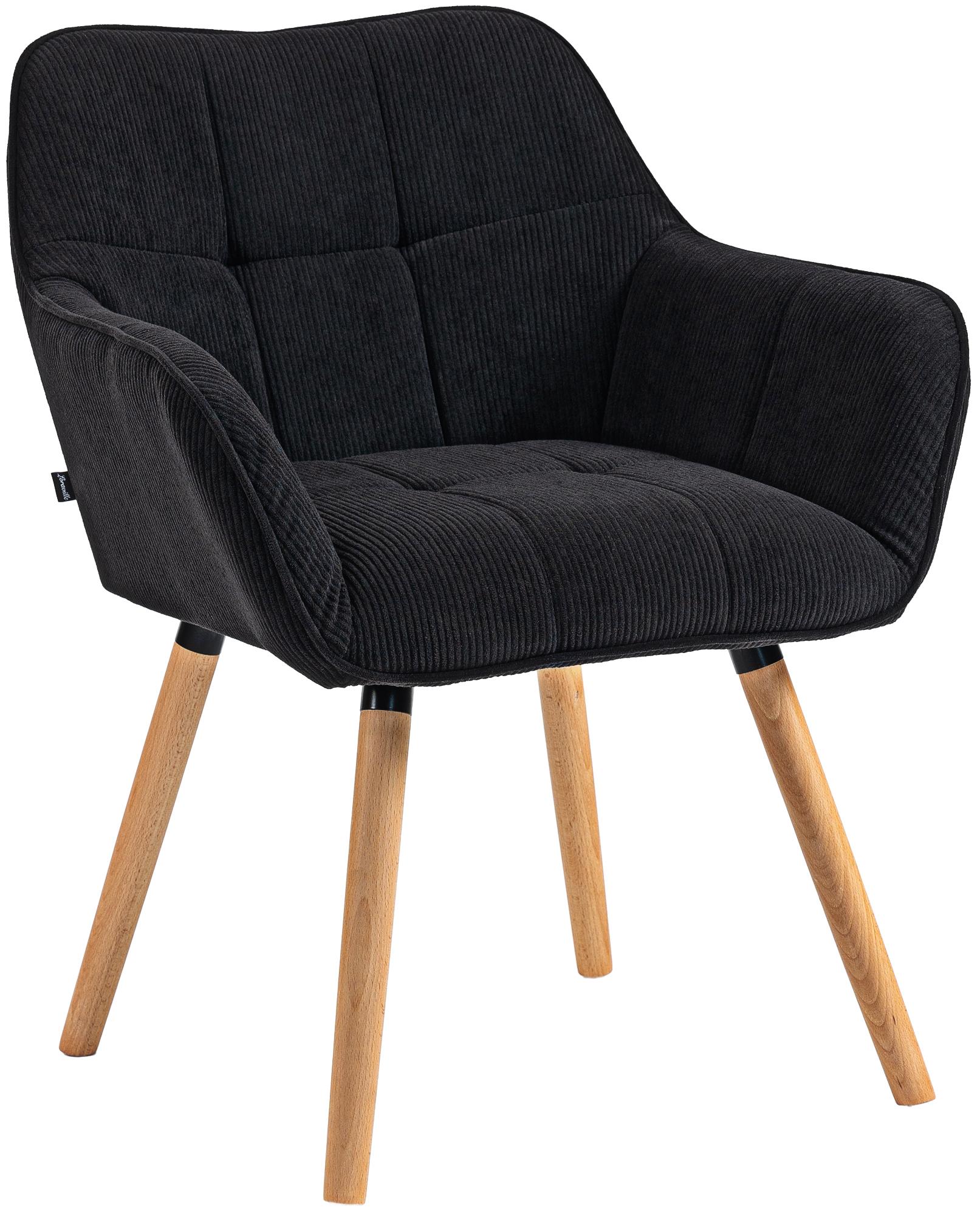 CLP Esszimmerstuhl gepolstert mit Lehne Vienna, K&uuml;chenstuhl mit Cordbezug, Sessel mit Holzgestell bis 150 kg belastbar - Bild 1