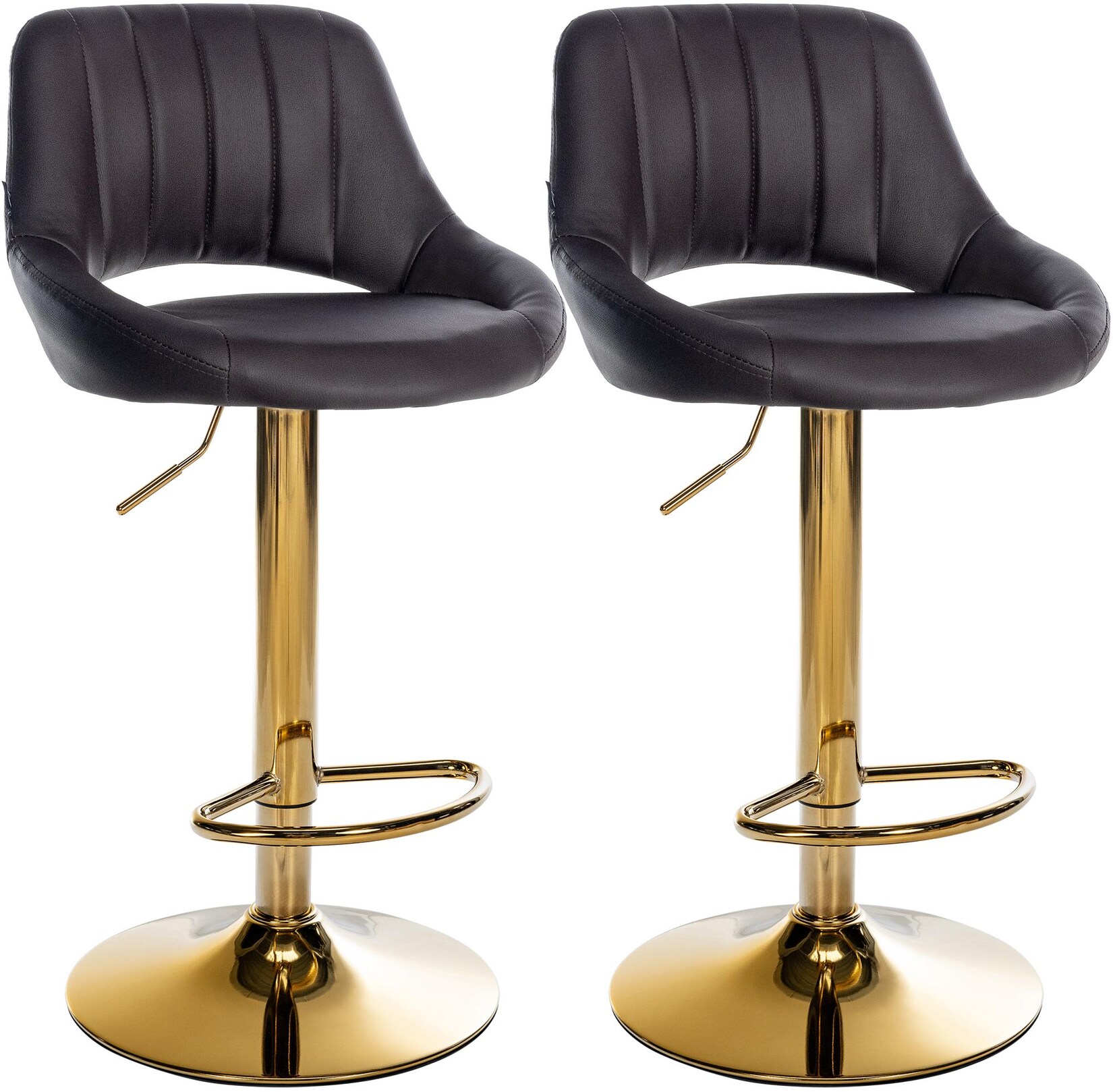 CLP Barhocker 2er Set höhenverstellbar mit Lehne Milet, Barstühle gepolstert Kunstleder, mit Metallgestellen drehbar,