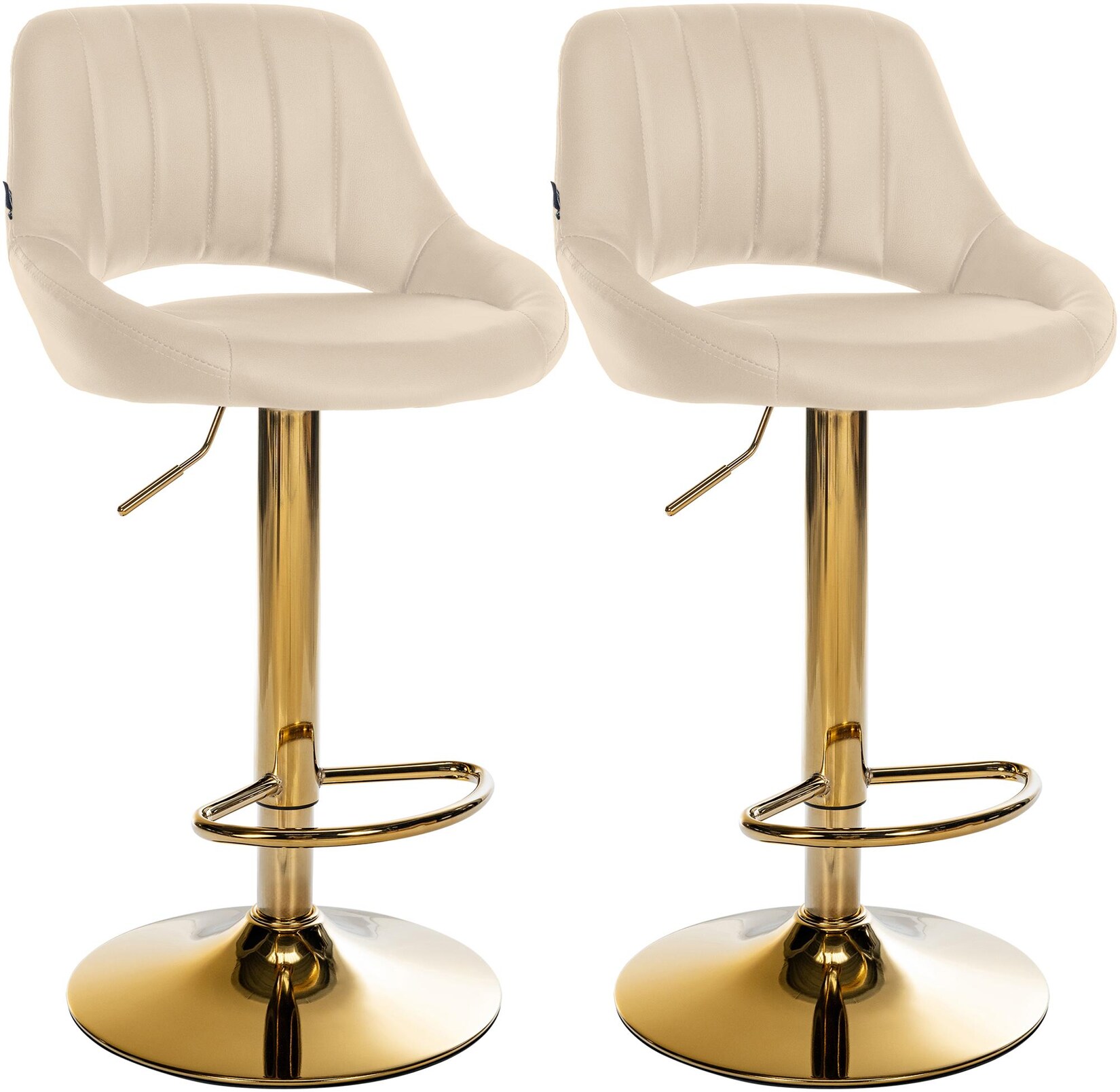 CLP Barhocker 2er Set höhenverstellbar mit Lehne Milet, Barstühle gepolstert Kunstleder, mit Metallgestellen drehbar,