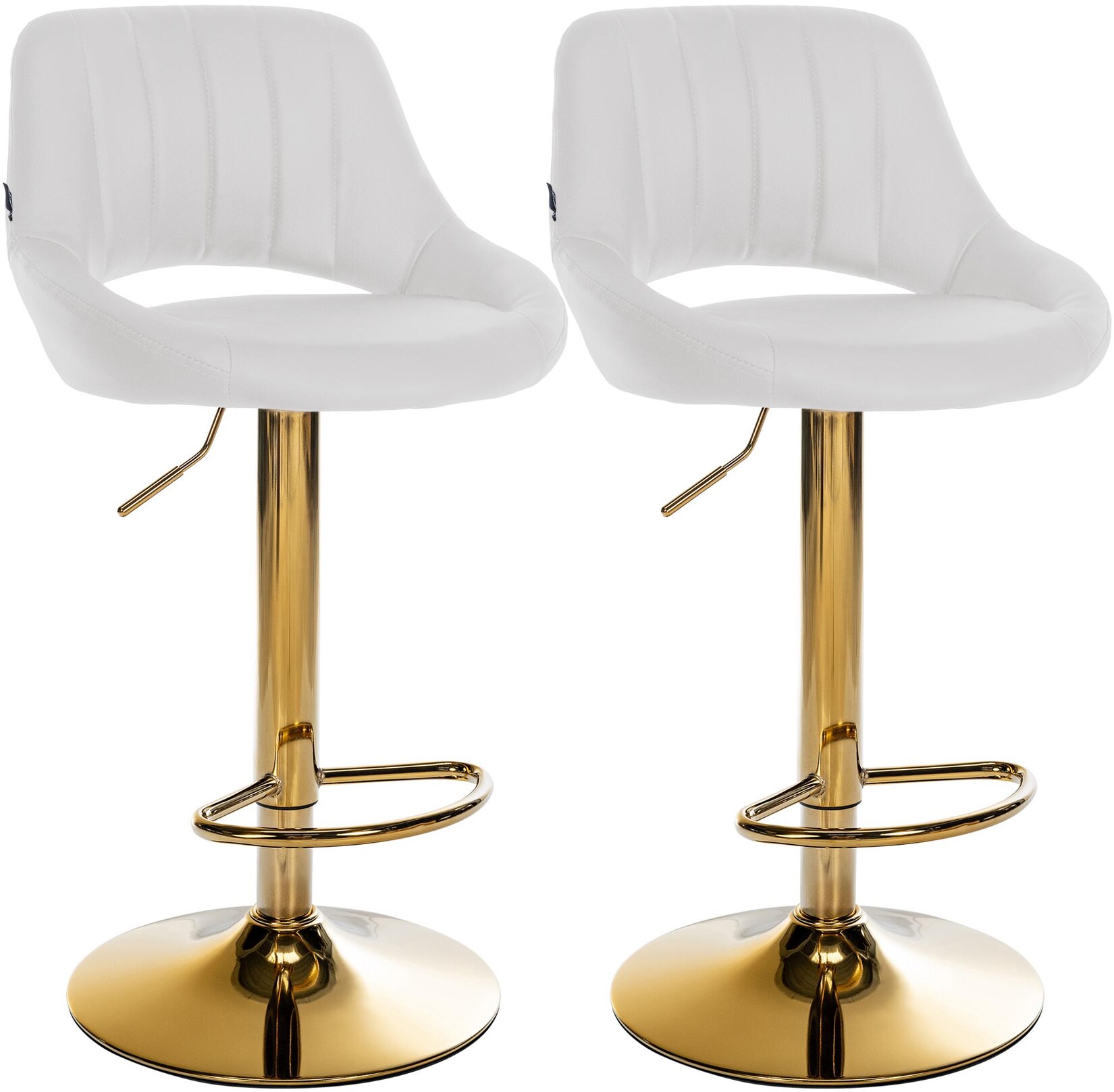 CLP Barhocker 2er Set höhenverstellbar mit Lehne Milet, Barstühle gepolstert Kunstleder, mit Metallgestellen drehbar,
