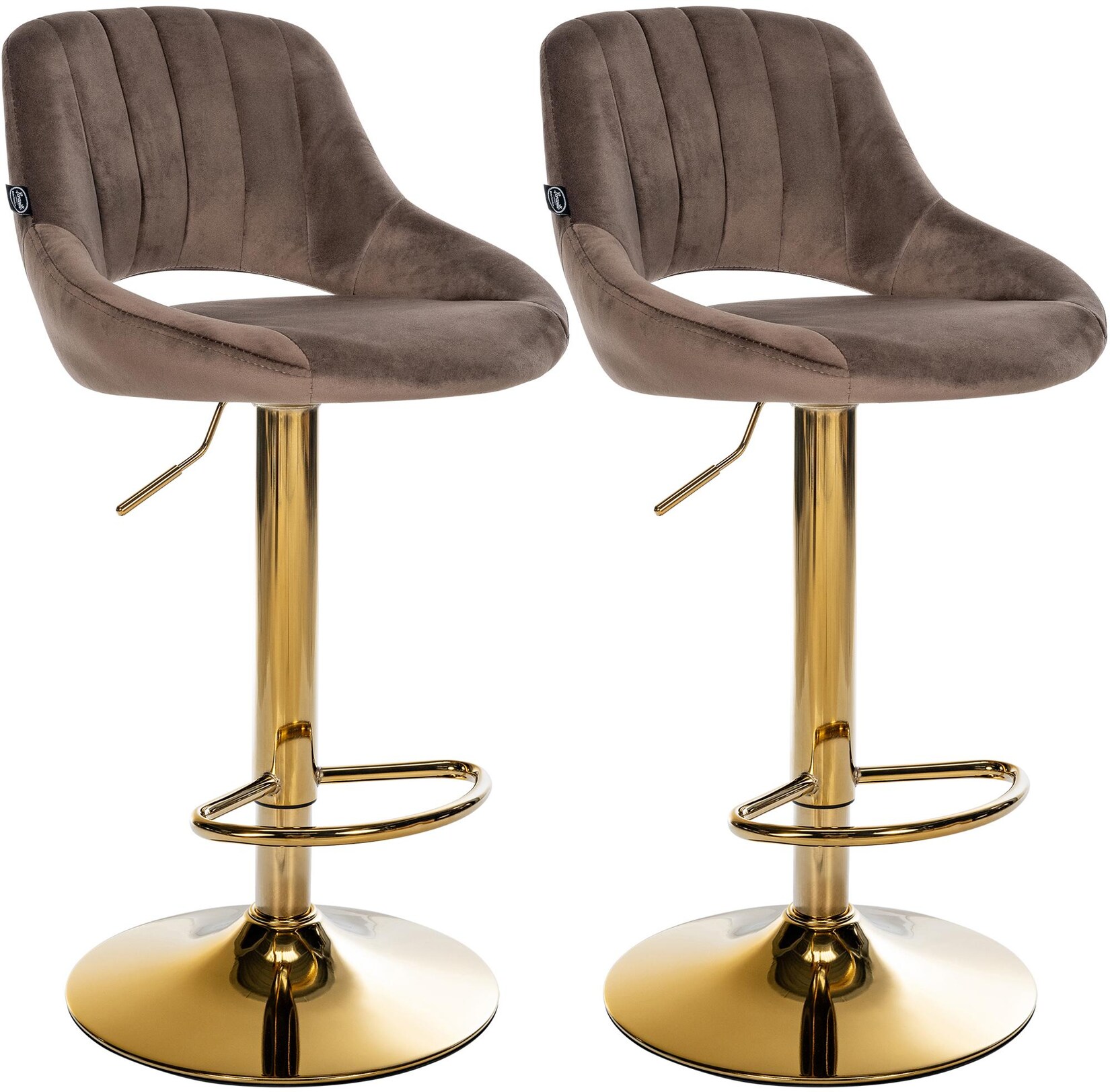 CLP Barhocker 2er Set höhenverstellbar mit Lehne Milet, Barstühle gepolstert Samtbezug, Tresenstühle mit Metallgestell drehbar