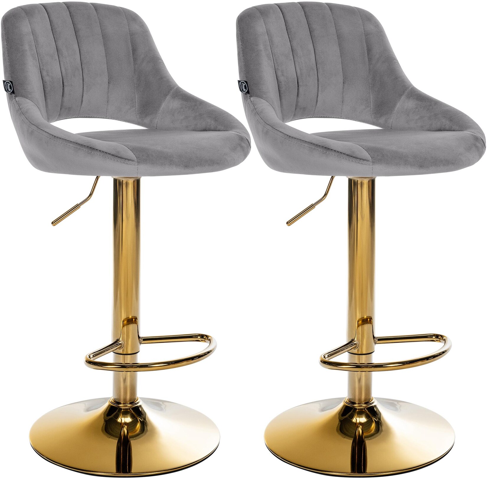 CLP Barhocker 2er Set höhenverstellbar mit Lehne Milet, Barstühle gepolstert Samtbezug, Tresenstühle mit Metallgestell drehbar