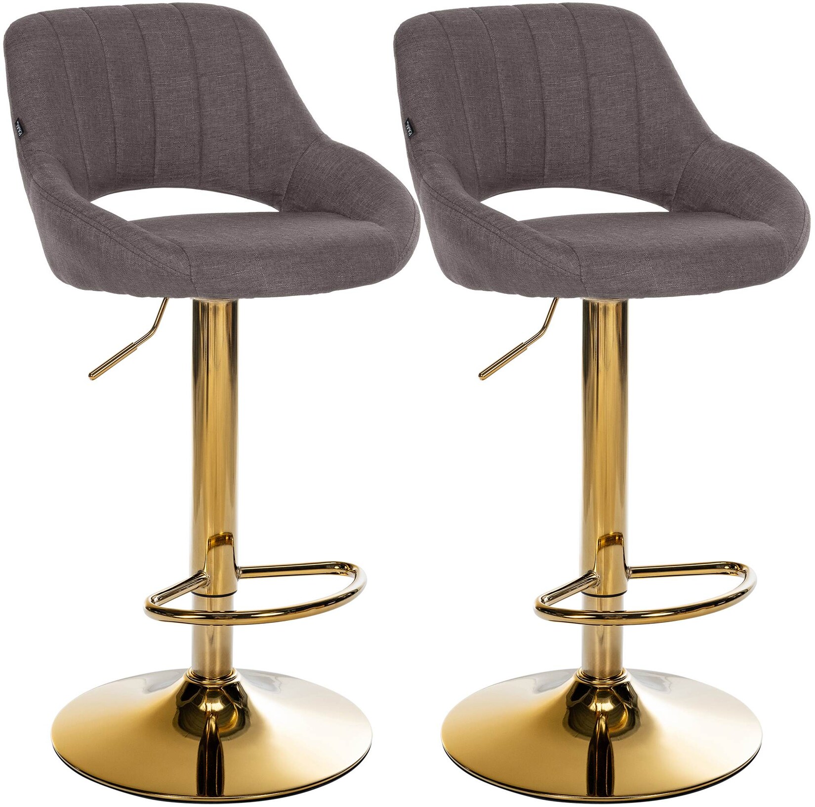 CLP Barhocker 2er Set höhenverstellbar mit Lehne Milet, Barstühle gepolstert Stoffbezüge, Tresenstühle mit Metallgestellen drehbar,