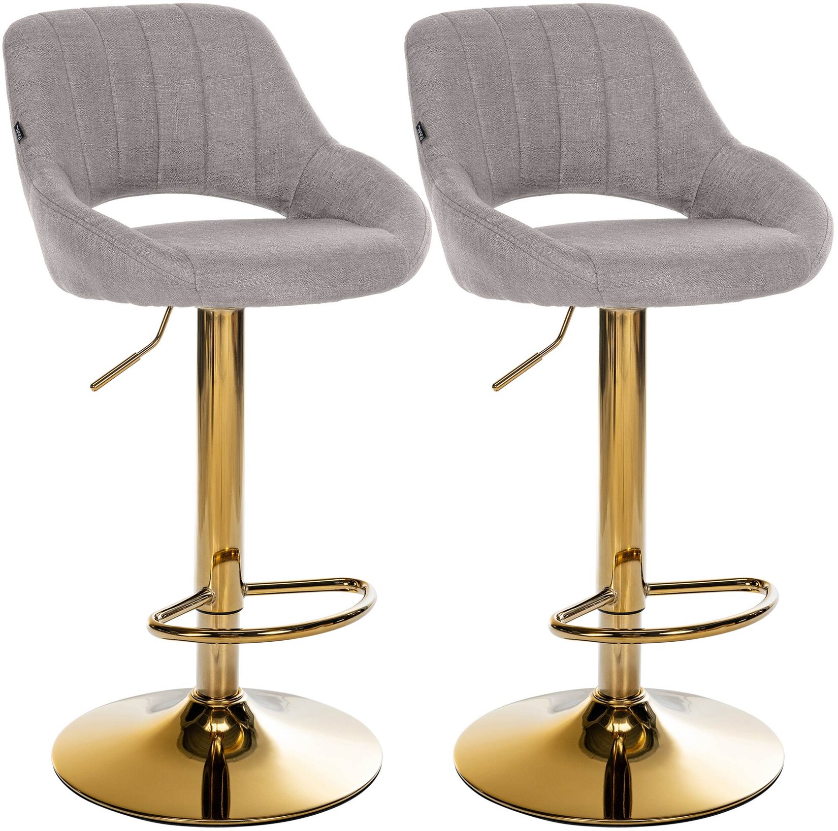 CLP Barhocker 2er Set höhenverstellbar mit Lehne Milet, Barstühle gepolstert Stoffbezüge, Tresenstühle mit Metallgestellen drehbar,