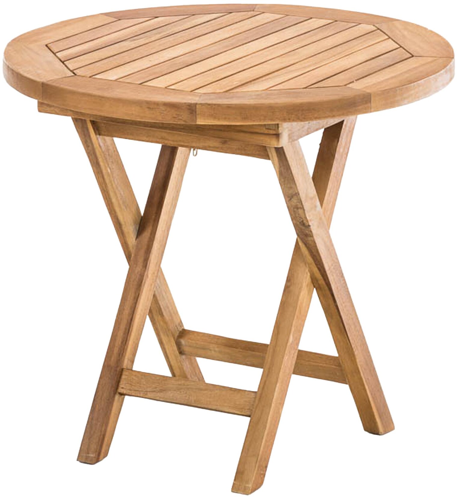CLP Teakholz Beistelltisch, klappbarer Gartentisch Maharao, Tisch rund, wetterfest und platzsparend für Balkon, Garten & Wohnbereich