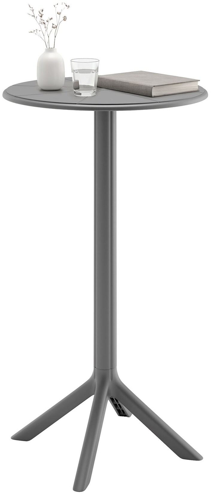 CLP Stehtisch wetterfest stabil Tomas, Gartentisch rund Ø 60 cm Höhe 107 cm, Outdoortisch Polypropylen UV-beständig winterfest
