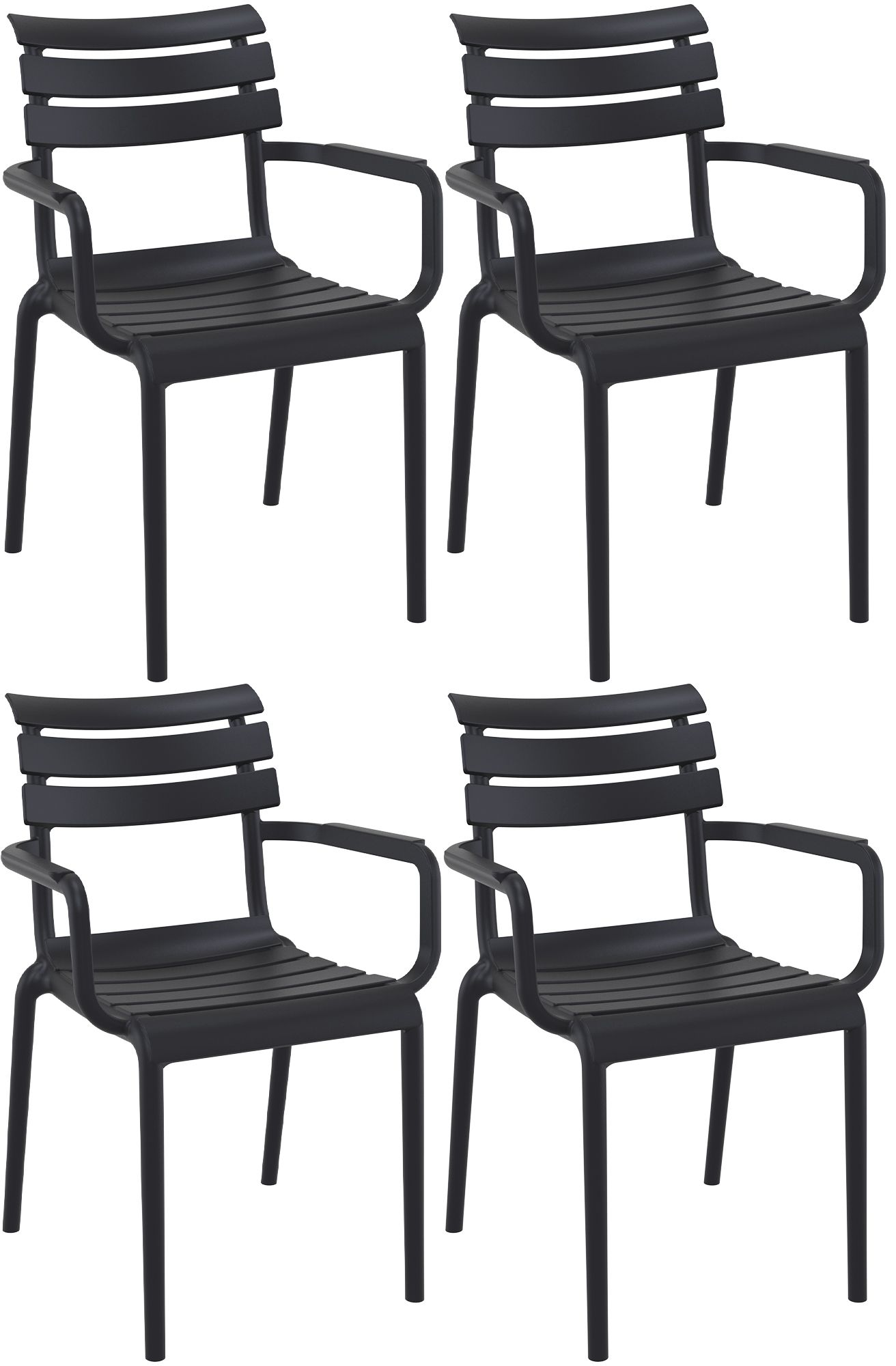 CLP 4er Set Gartenst&uuml;hle mit Armlehnen Paris , wetterfeste Kunststoffst&uuml;hle stapelbar, Outdoorstuhl UV-best&auml;ndig bis 160 kg belastbar - Bild 1