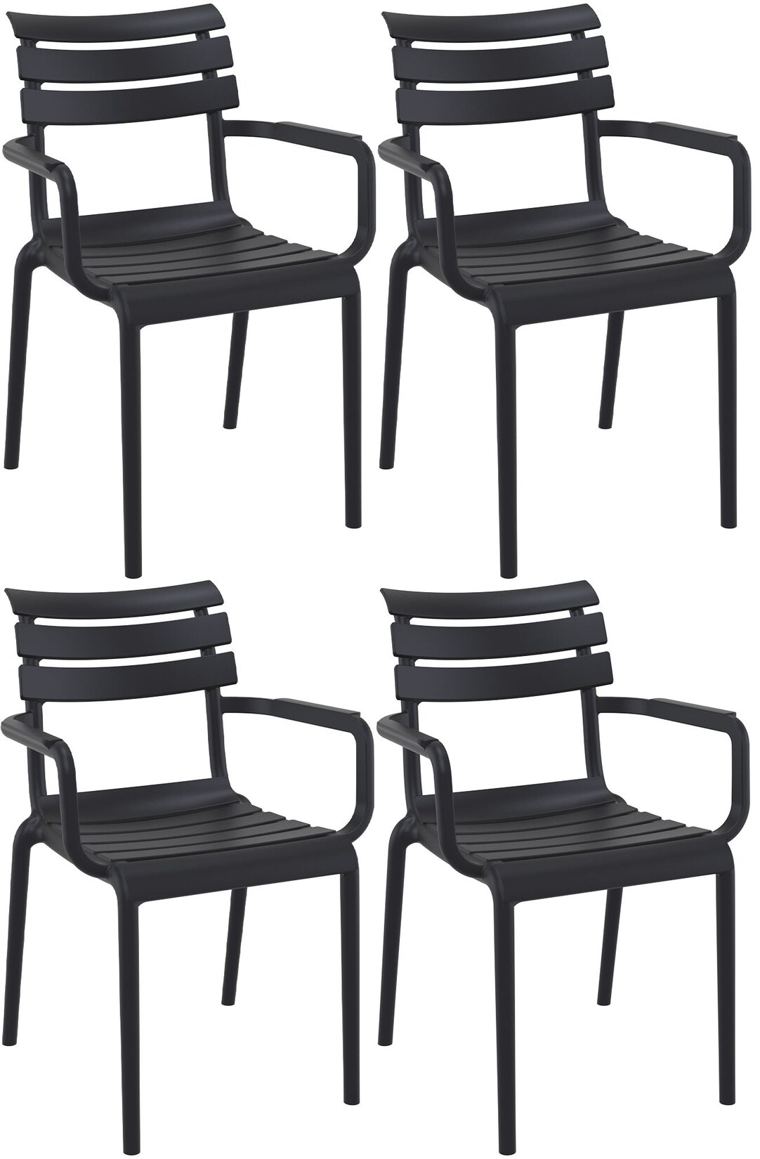 4er Set Gartenstühle mit Armlehnen Paris , wetterfeste Kunststoffstühle stapelbar, Outdoorstuhl UV-beständig bis  belastbar