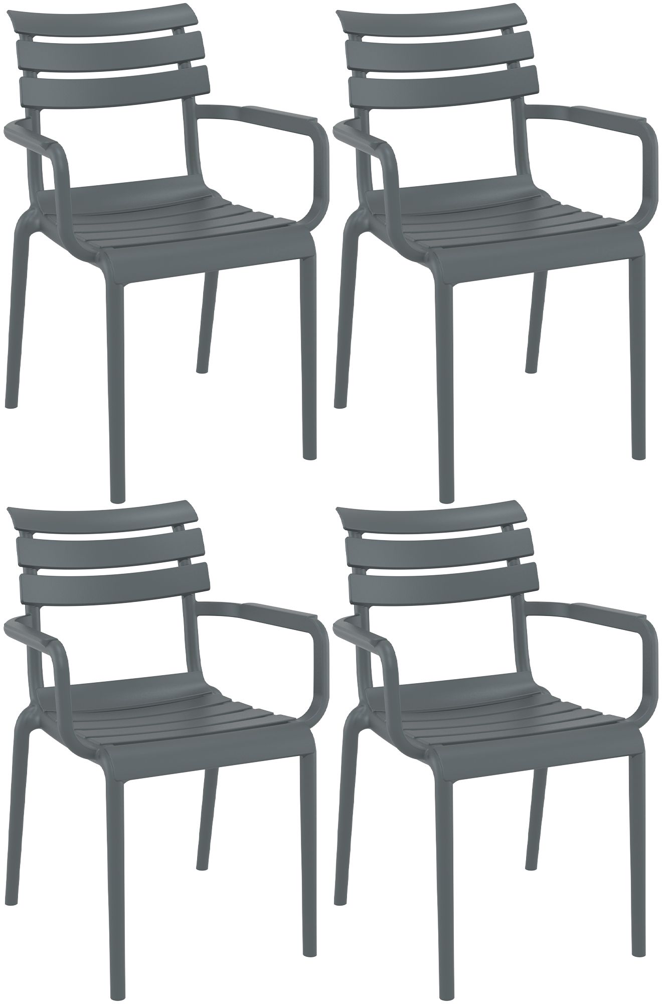 CLP 4er Set Gartenst&uuml;hle mit Armlehnen Paris , wetterfeste Kunststoffst&uuml;hle stapelbar, Outdoorstuhl UV-best&auml;ndig bis 160 kg belastbar - Bild 1