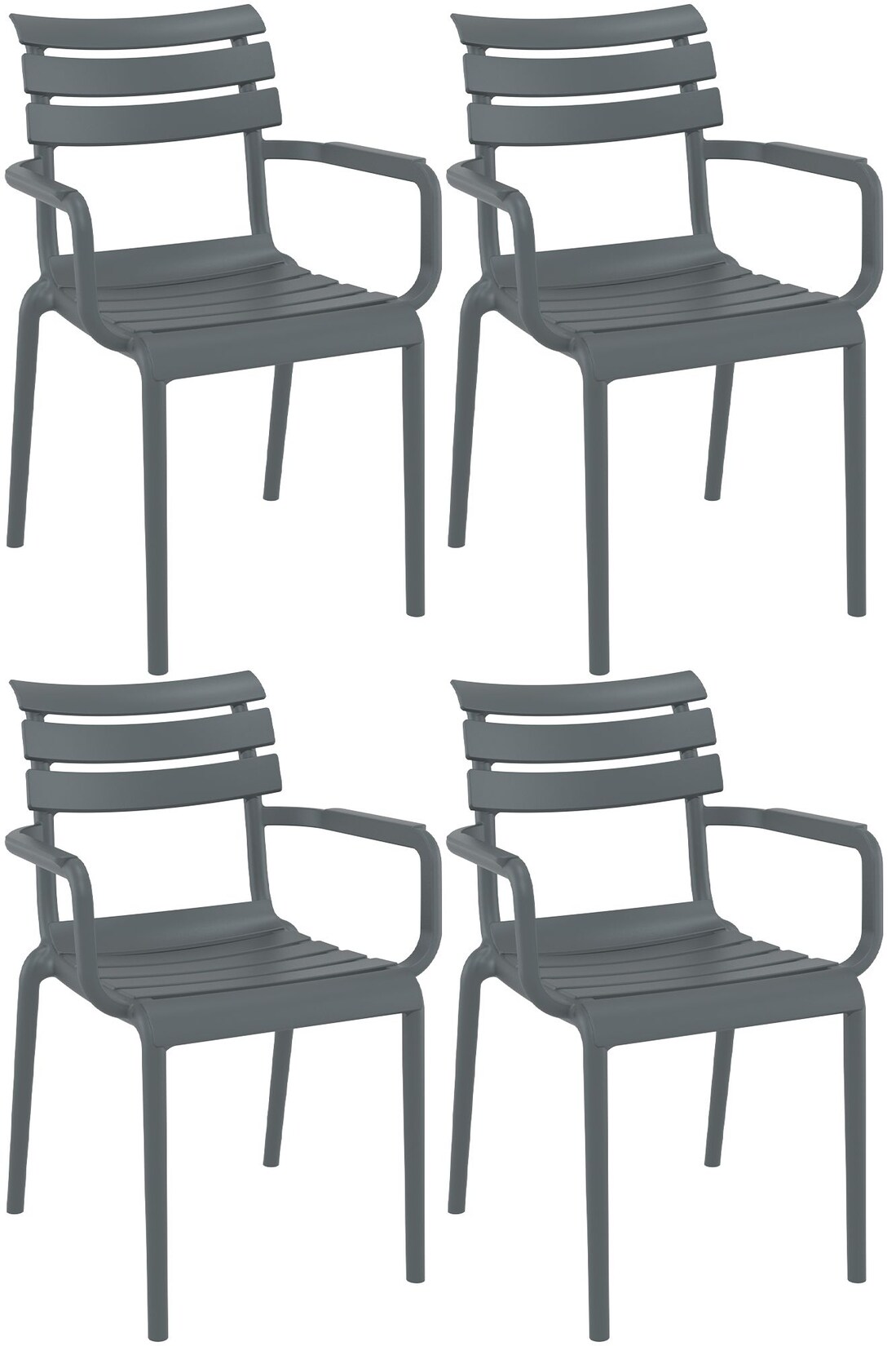 4er Set Gartenstühle mit Armlehnen Paris , wetterfeste Kunststoffstühle stapelbar, Outdoorstuhl UV-beständig bis  belastbar