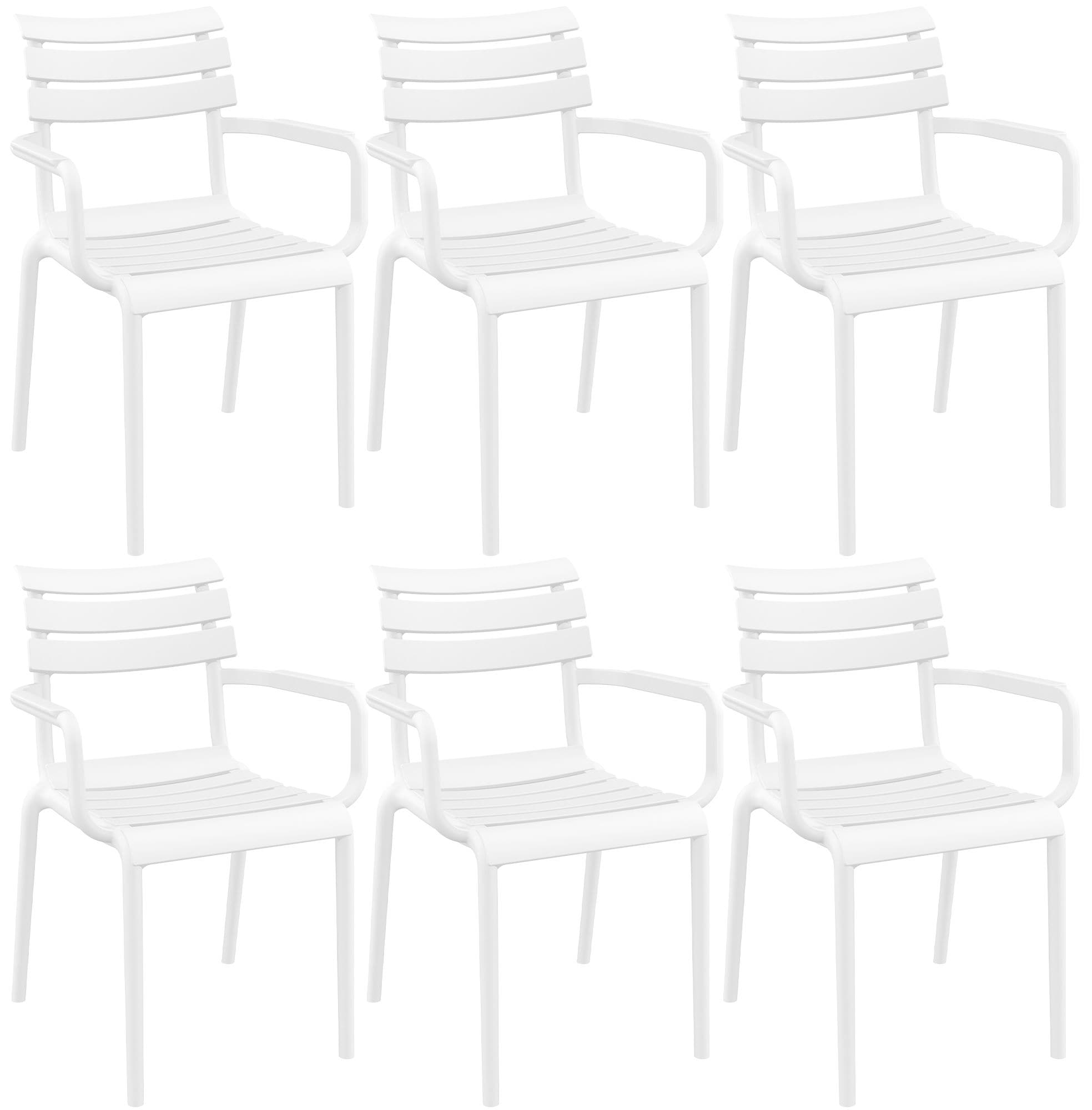 CLP 6er Set Gartenst&uuml;hle mit Armlehnen Paris , wetterfeste Kunststoffst&uuml;hle stapelbar, Outdoorstuhl UV-best&auml;ndig bis 160 kg belastbar - Bild 1