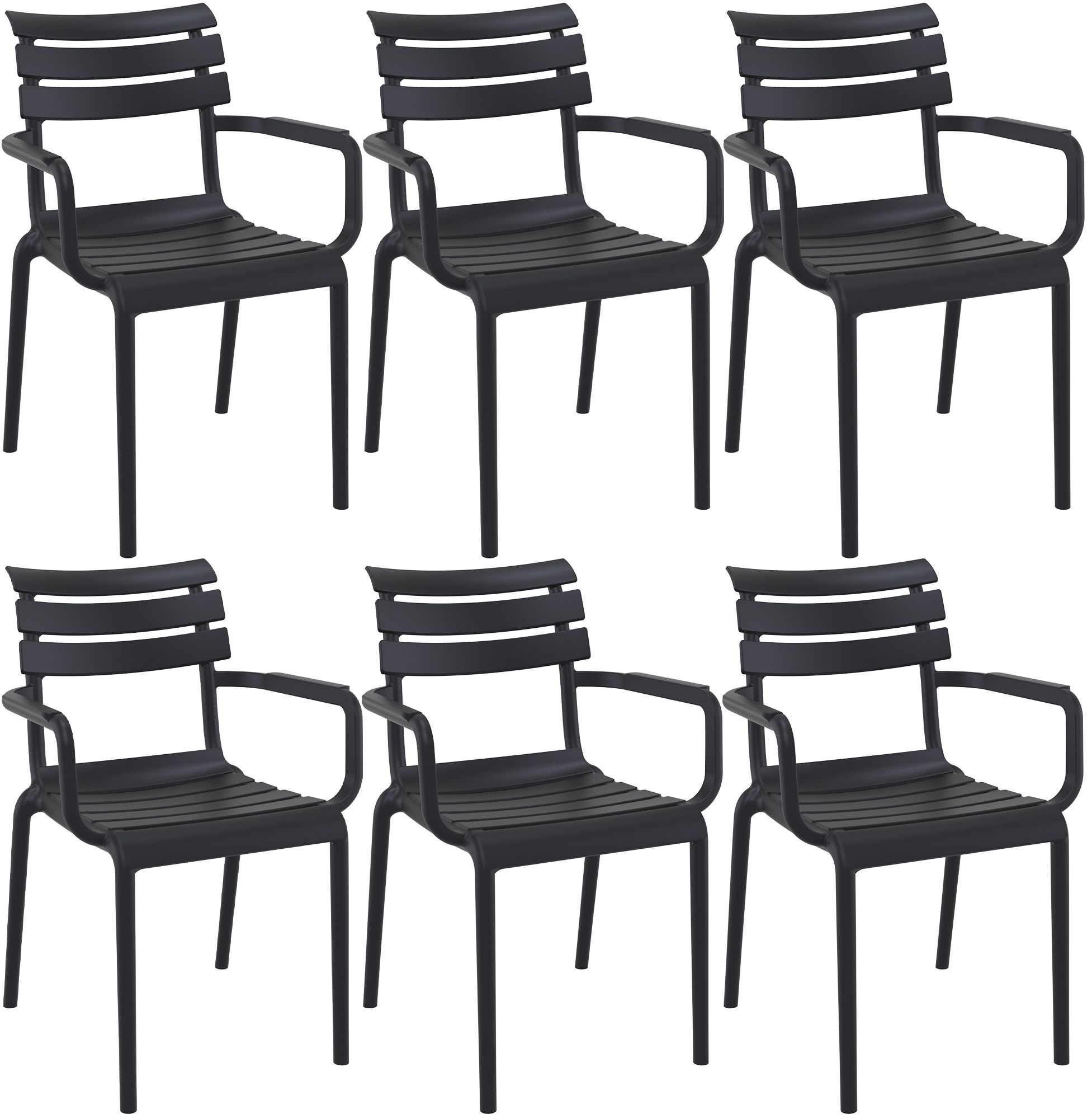 CLP 6er Set Gartenst&uuml;hle mit Armlehnen Paris , wetterfeste Kunststoffst&uuml;hle stapelbar, Outdoorstuhl UV-best&auml;ndig bis 160 kg belastbar - Bild 1