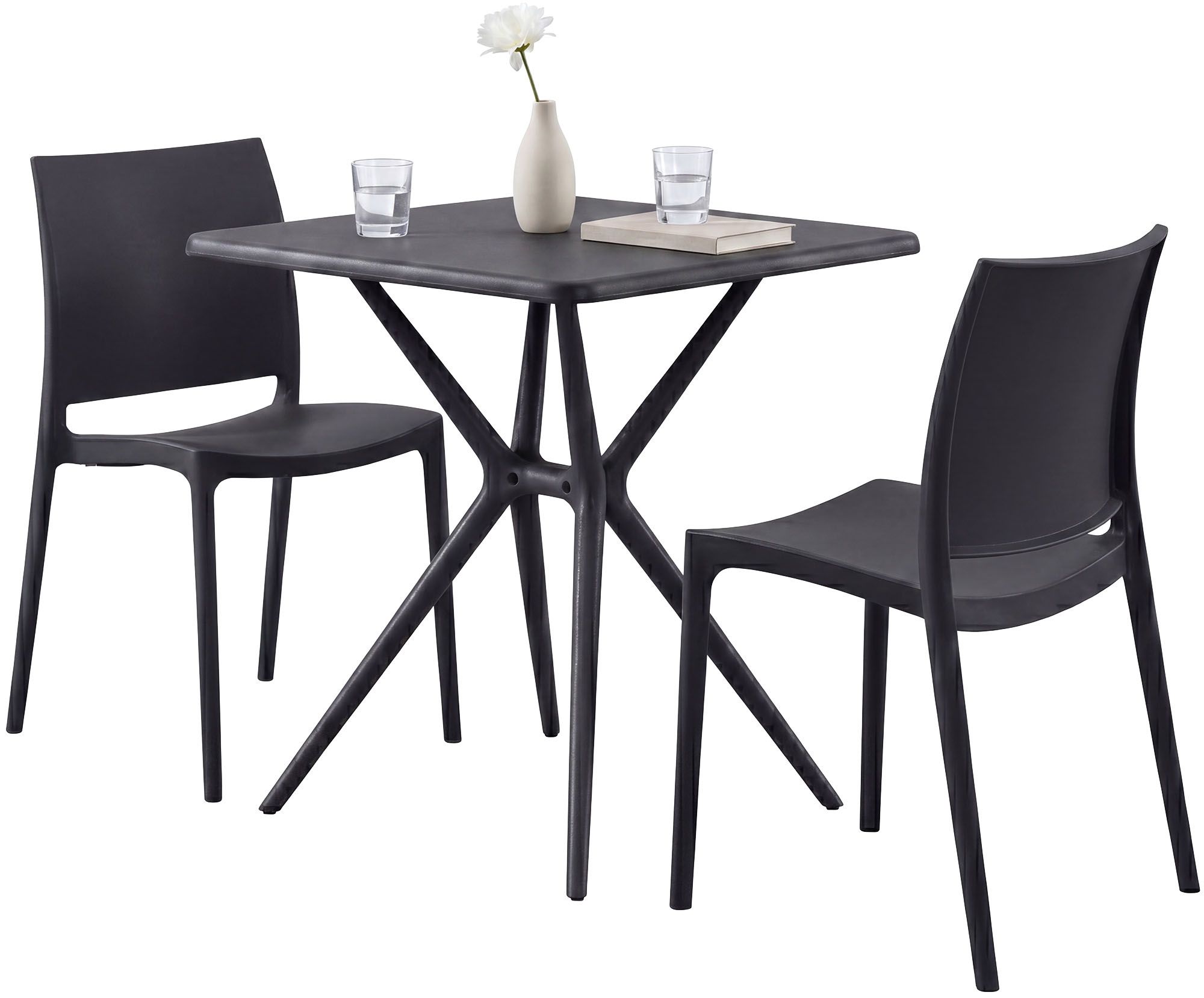 CLP Gartenm&ouml;bel Set stapelbar Amino mit 2 St&uuml;hlen und Tisch, Balkonm&ouml;bel wetterfest aus Kunststoff f&uuml;r Garten, Balkon und Terrasse - Bild 1