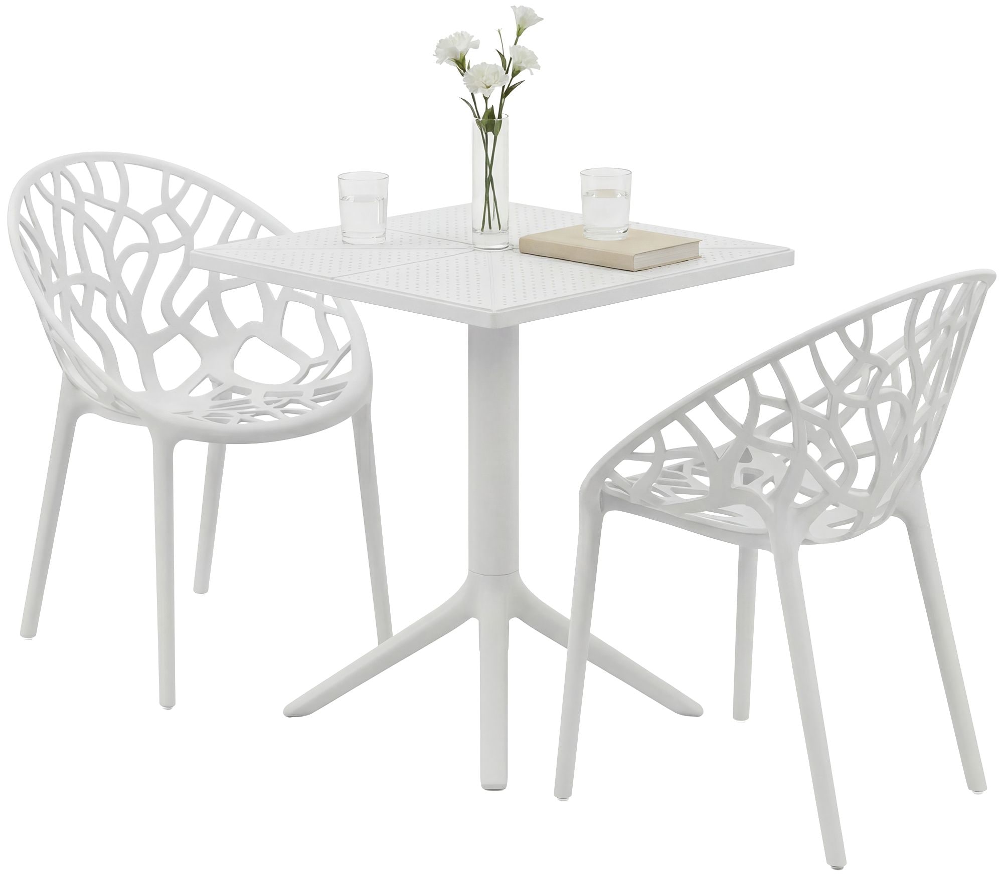 CLP Gartenm&ouml;bel-Set wetterfest Neriva, mit 2 St&uuml;hlen und quadratischem Tisch, 3-teilige Sitzgruppe f&uuml;r Garten, Terrasse und Balkon - Bild 1