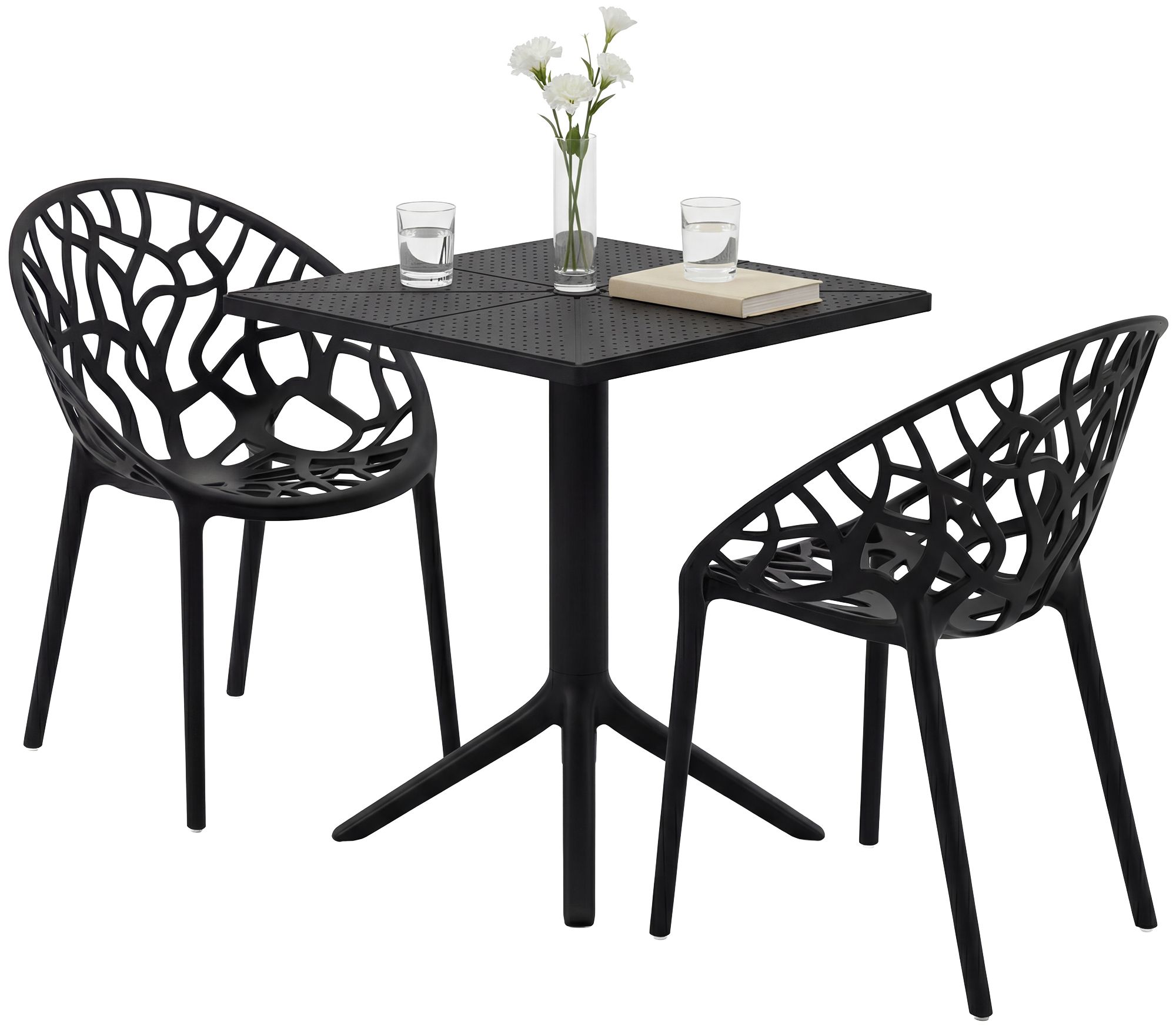 CLP Gartenm&ouml;bel-Set wetterfest Neriva, mit 2 St&uuml;hlen und quadratischem Tisch, 3-teilige Sitzgruppe f&uuml;r Garten, Terrasse und Balkon - Bild 1
