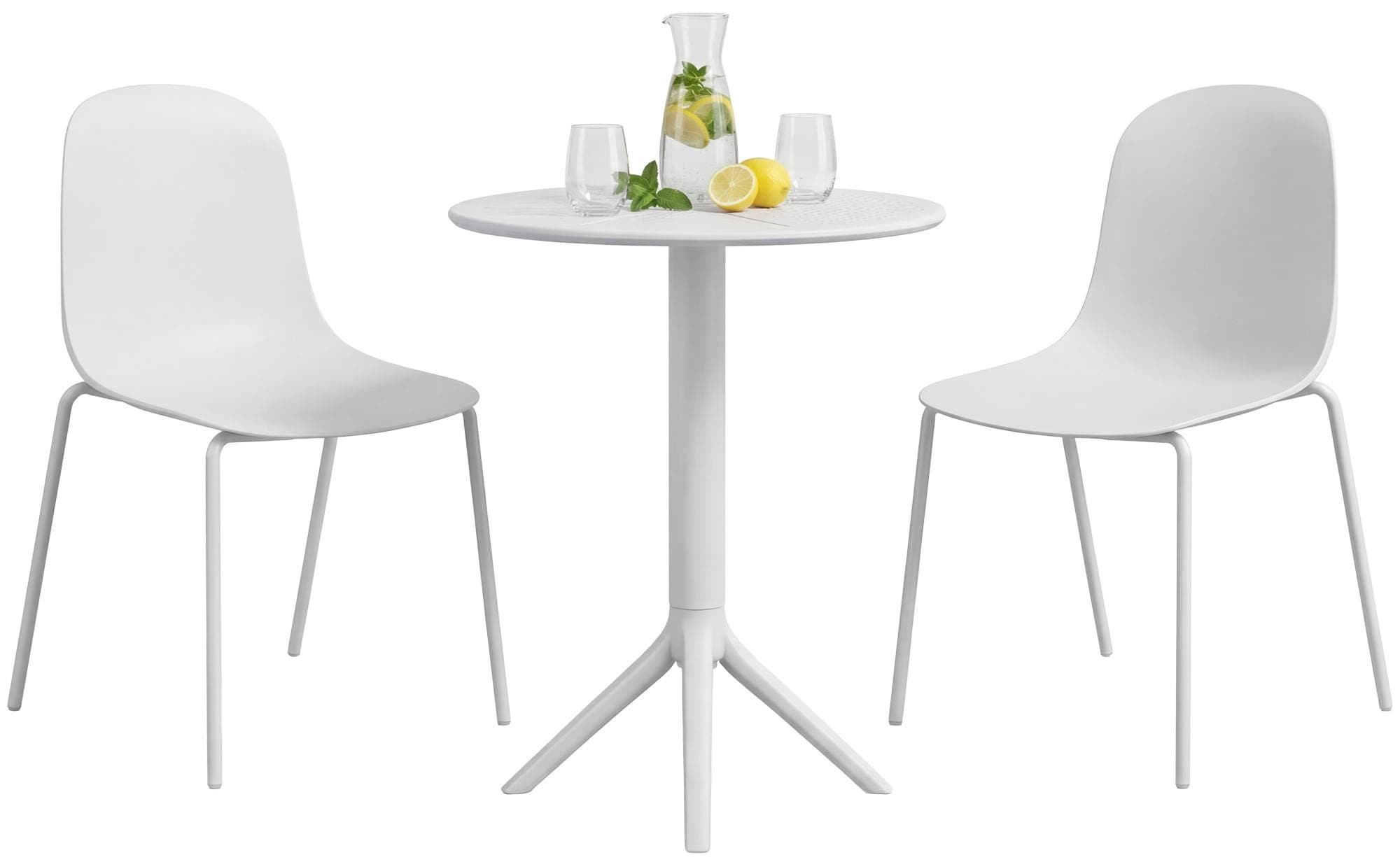 CLP Gartenm&ouml;bel-Set wetterfest Torin, mit 2 Stapelst&uuml;hlen und rundem Tisch 60 cm, Sitzgruppe ganzj&auml;hrig f&uuml;r Balkon, Terrasse und Garten - Bild 1