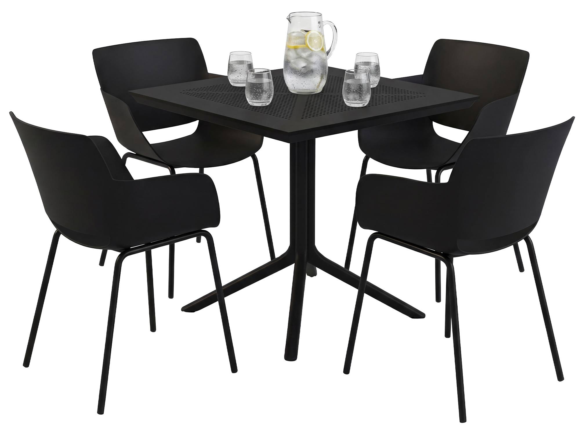 CLP Gartenm&ouml;bel-Set wetterfest Lirra, mit 4 St&uuml;hlen, quadratischem Tisch, 5-teilige Sitzgruppe f&uuml;r Garten, Terrasse und Balkon - Bild 1