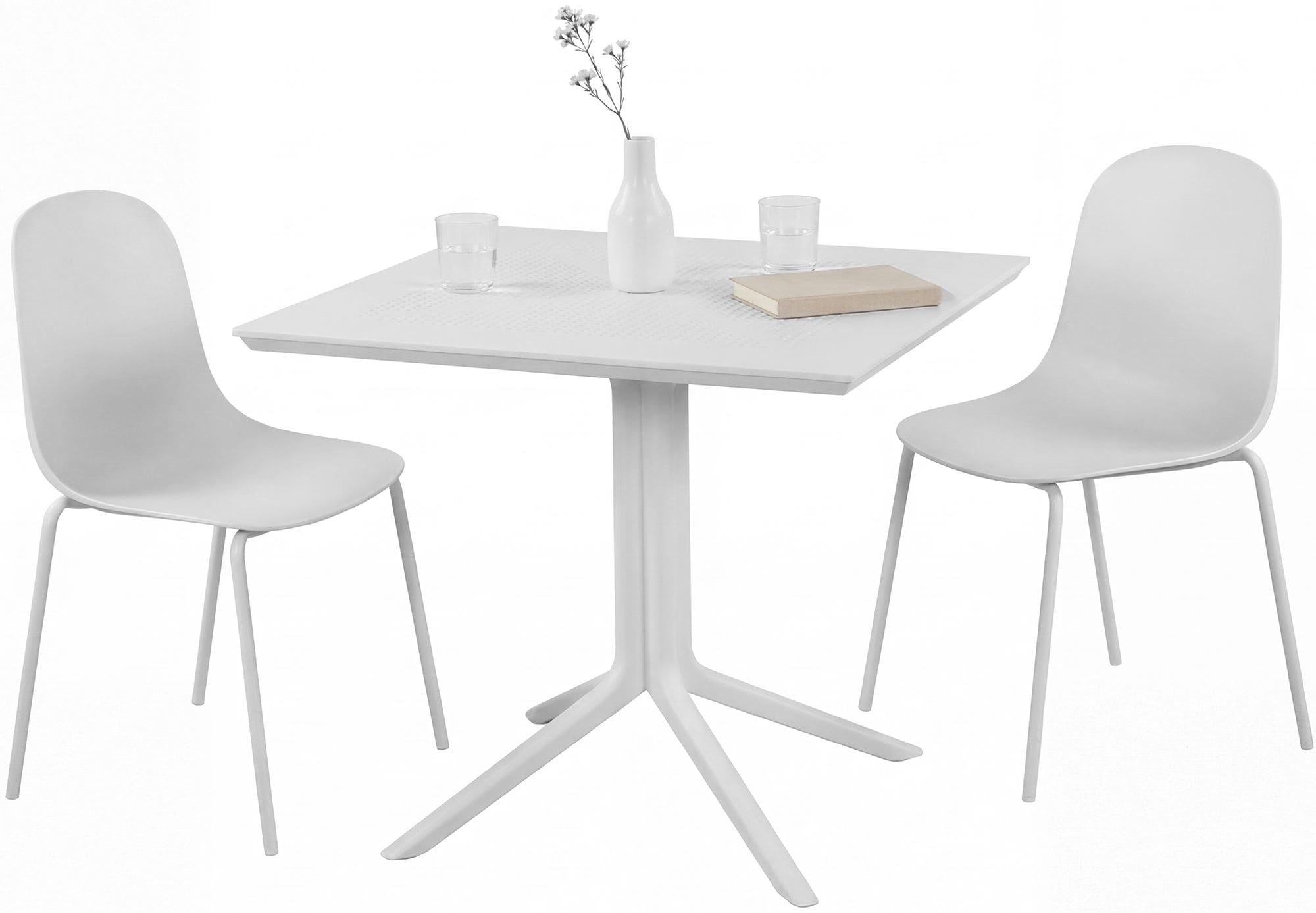 CLP Gartenm&ouml;bel-Set wetterfest Zeron, mit 2 Stapelst&uuml;hlen und quadratischem Esstisch 80x80cm, Sitzgruppe f&uuml;r Balkon, Terrasse und Garten - Bild 1