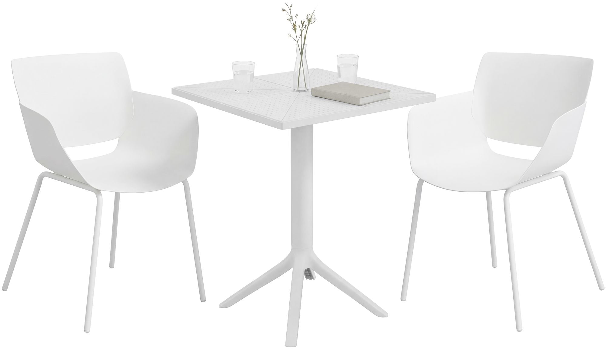 CLP Gartenm&ouml;bel-Set wetterfest Norva, mit 2 St&uuml;hlen im Lounge-Design und quadratischem Tisch, 3-tlg. Sitzgruppe f&uuml;r Garten, Terrasse & Balkon - Bild 1