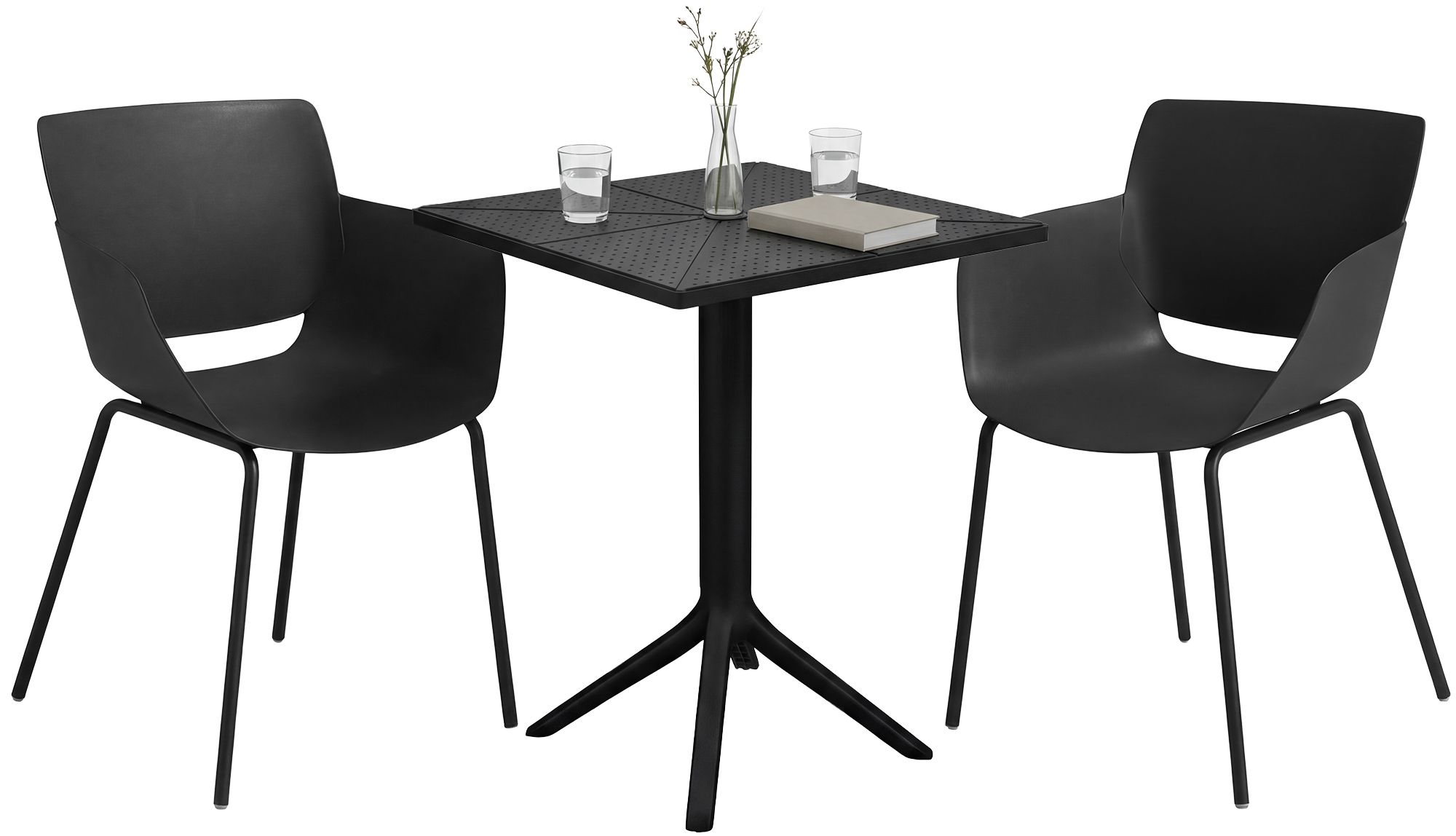 CLP Gartenm&ouml;bel-Set wetterfest Norva, mit 2 St&uuml;hlen im Lounge-Design und quadratischem Tisch, 3-tlg. Sitzgruppe f&uuml;r Garten, Terrasse & Balkon - Bild 1