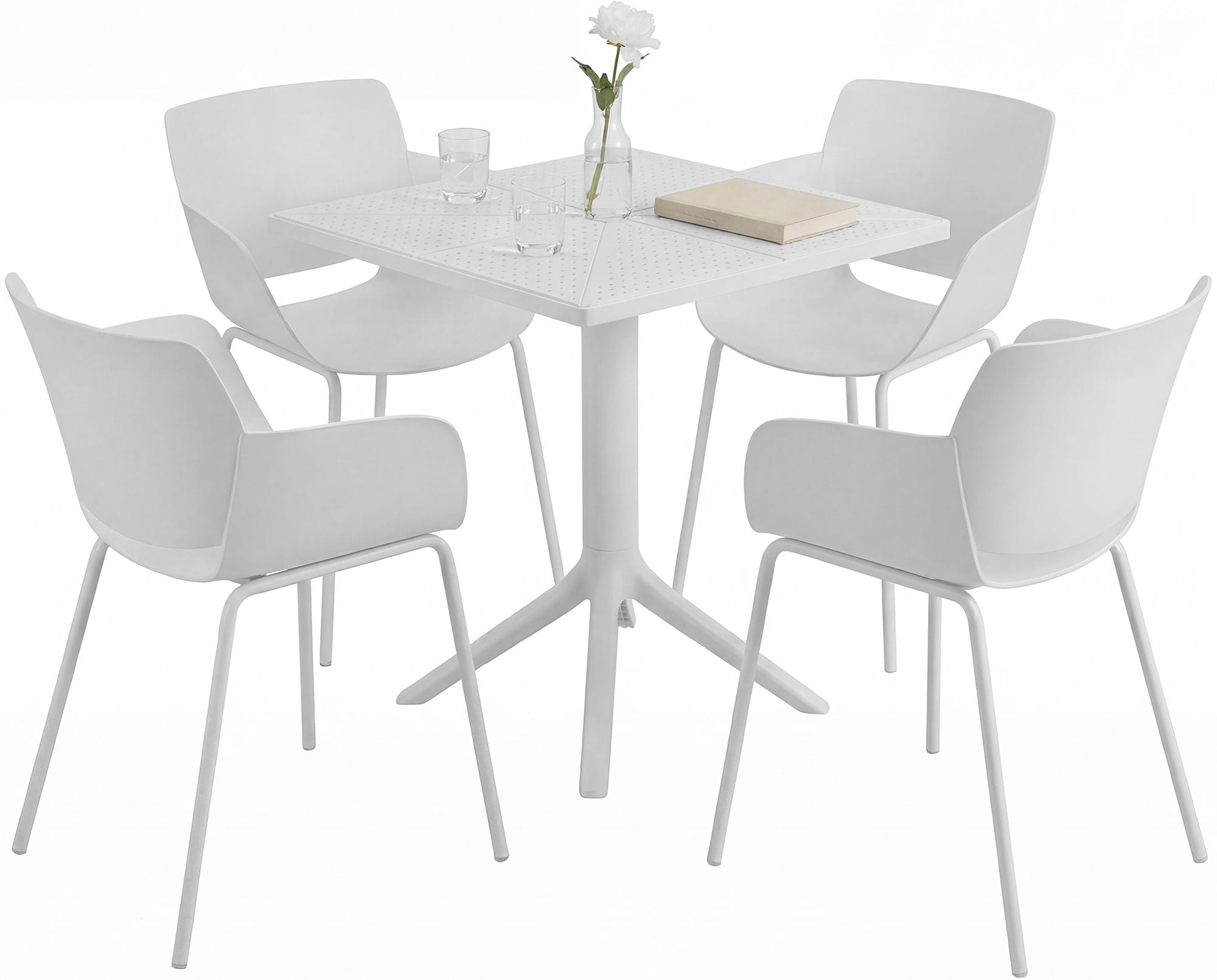 CLP Gartenm&ouml;bel-Set wetterfest Norva, mit 4 St&uuml;hlen im Lounge-Design und quadratischem Tisch, 5-tlg. Sitzgruppe f&uuml;r Garten, Terrasse & Balkon - Bild 1