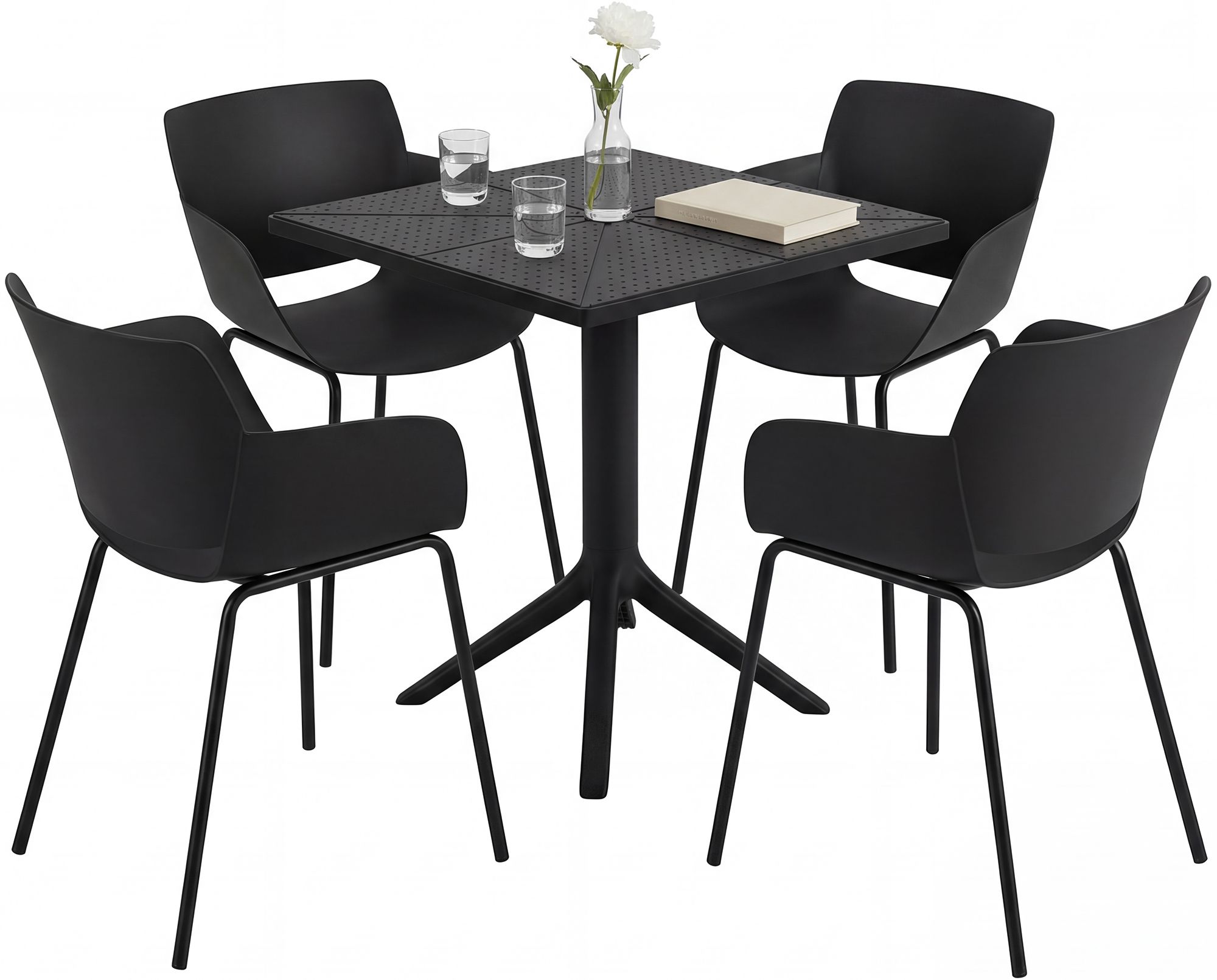 CLP Gartenm&ouml;bel-Set wetterfest Norva, mit 4 St&uuml;hlen im Lounge-Design und quadratischem Tisch, 5-tlg. Sitzgruppe f&uuml;r Garten, Terrasse & Balkon - Bild 1