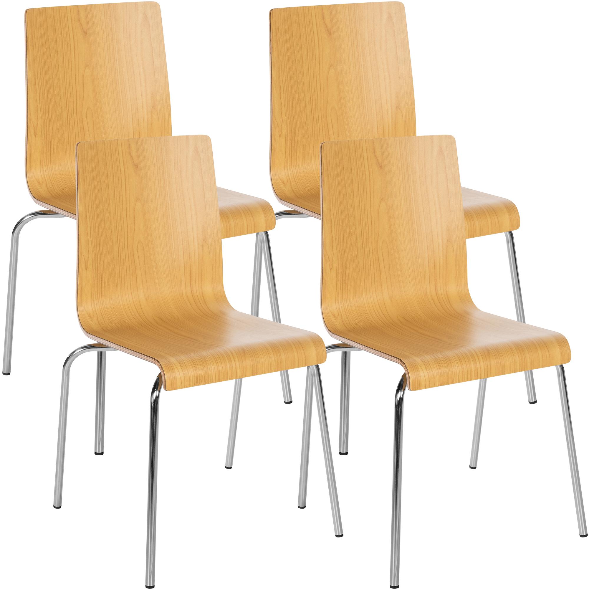 CLP Stuhl 4er Set stapelbar Gahanna, Stapelst&uuml;hle aus Formholz mit HPL-Laminat, Stahlgestell verchromt belastbar bis 150 kg, Esszimmer und B&uuml;ro - Bild 1