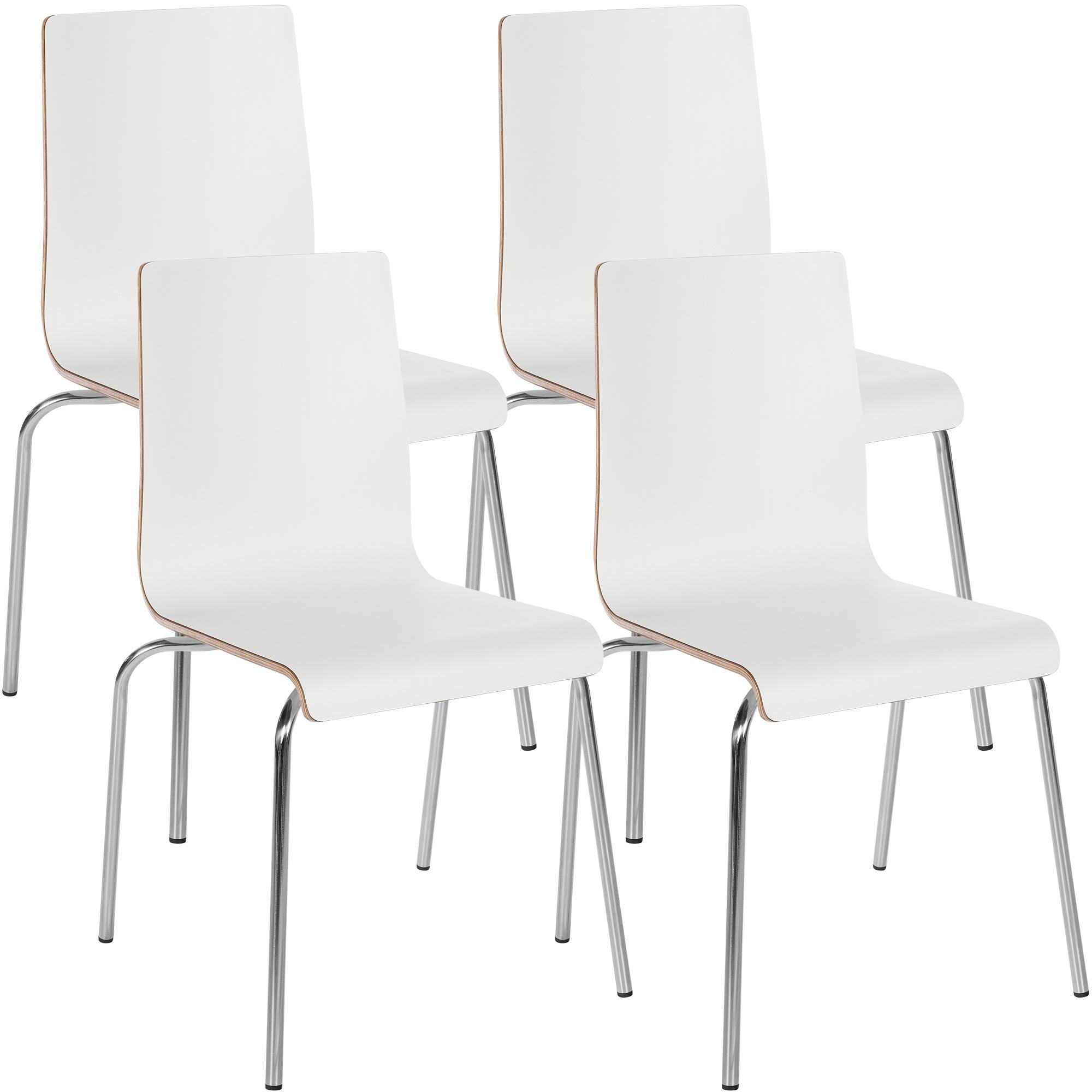 CLP Stuhl 4er Set stapelbar Gahanna, Stapelst&uuml;hle aus Formholz mit HPL-Laminat, Stahlgestell verchromt belastbar bis 150 kg, Esszimmer und B&uuml;ro - Bild 1