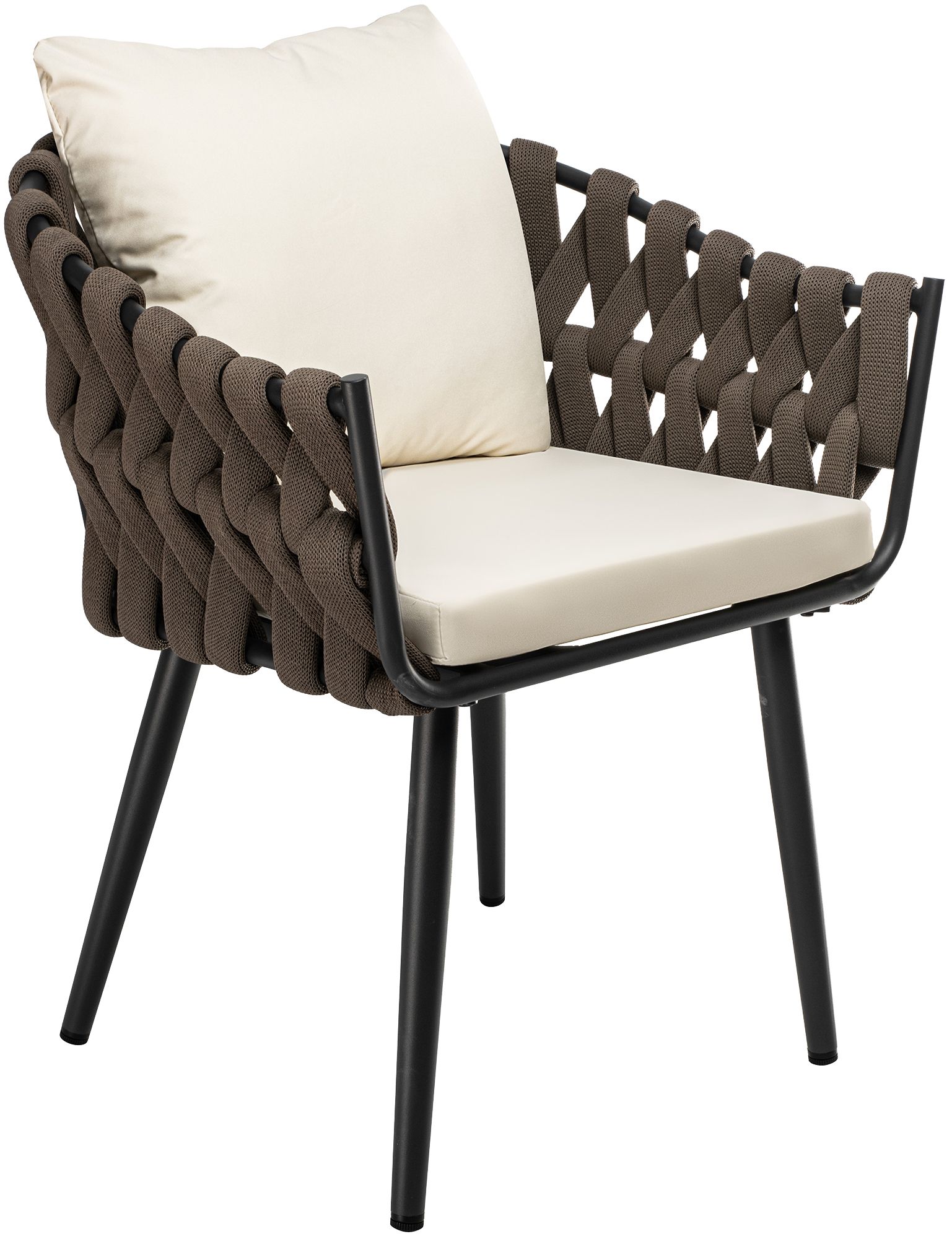 CLP Gartensessel Naxos aus Seilgeflecht Taupe mit Armlehnen, Gartenstuhl f&uuml;r Balkon, Terrasse und Garten, bis 150 kg belastbar - Bild 1
