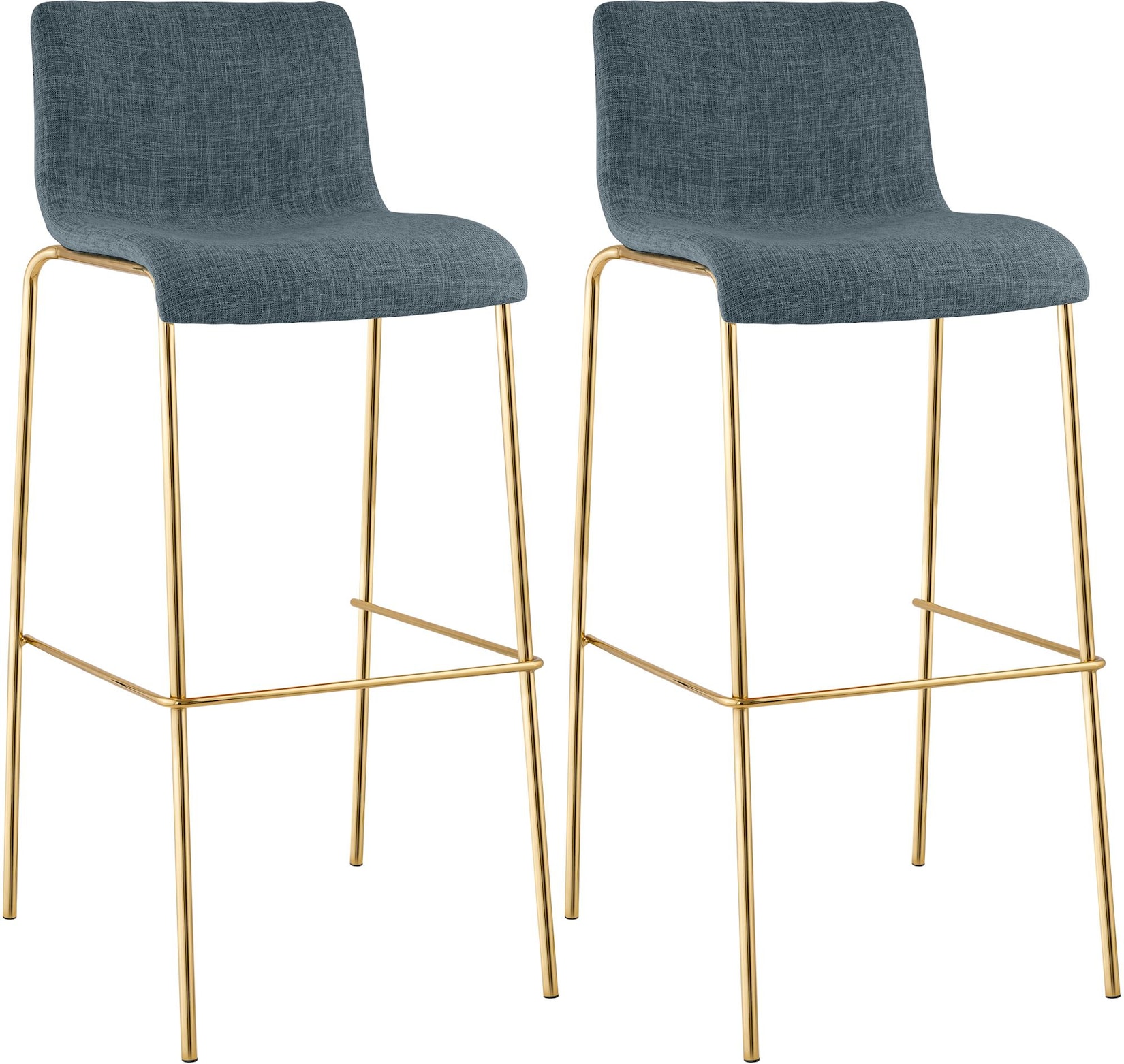 CLP 2er Set Barhocker Hoover Stoff 4-Fuß Gold Farbe: blau