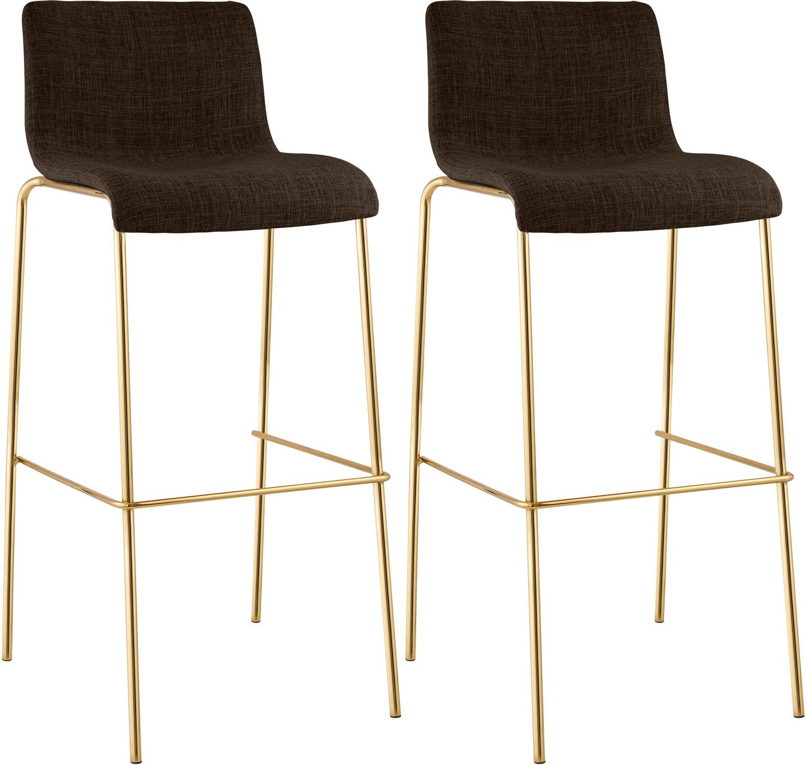 CLP Barhocker 2er Set mit Lehne Hover, Barstuhl stapelbar mit Stoffbezug, Metallgestell Goldoptik, Stapelstuhl bis 150 kg belastbar