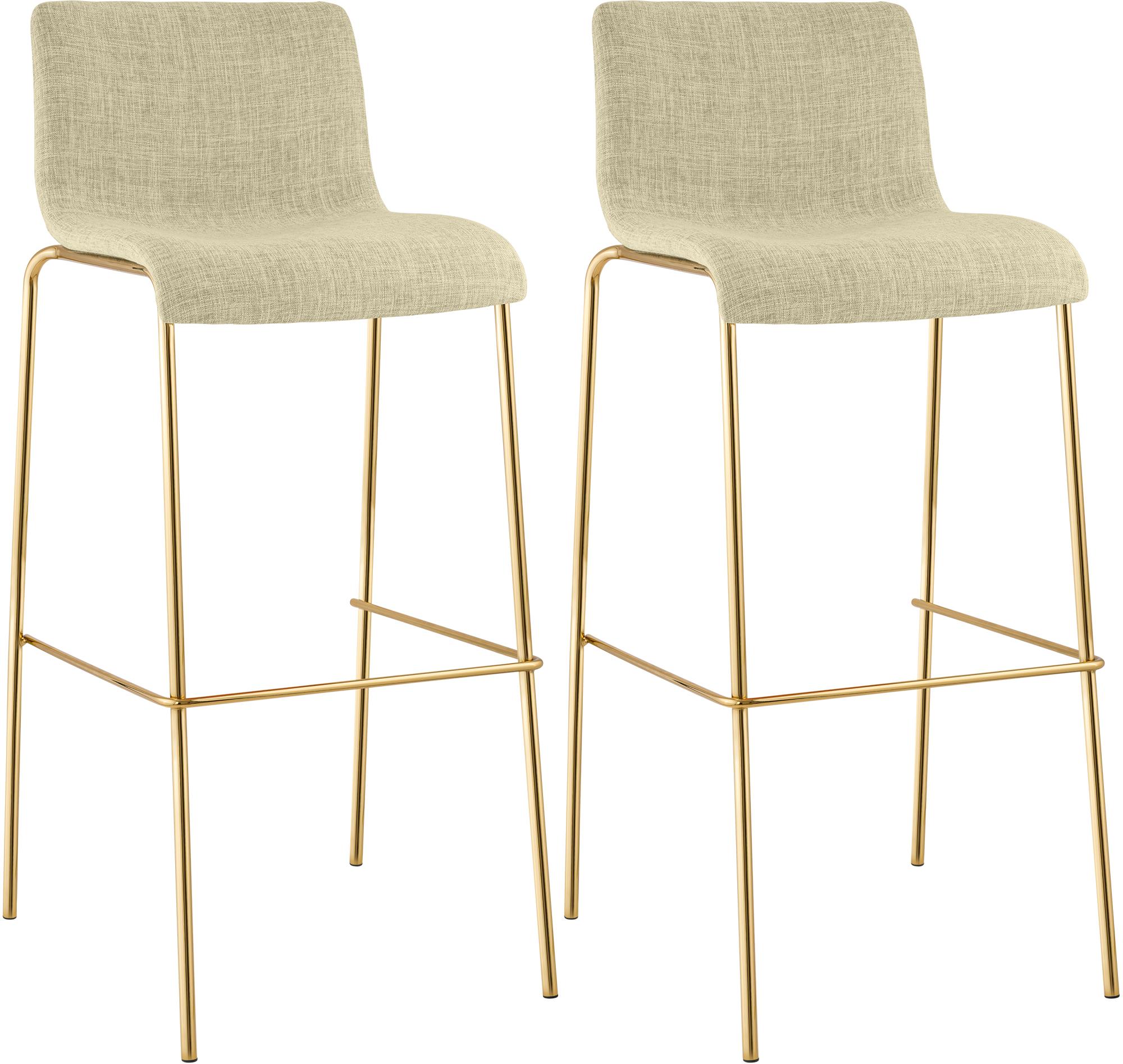 CLP Barhocker 2er Set mit Lehne Hover, Barstuhl stapelbar mit Stoffbezug, Metallgestell Goldoptik, Stapelstuhl bis 150 kg belastbar - Bild 1