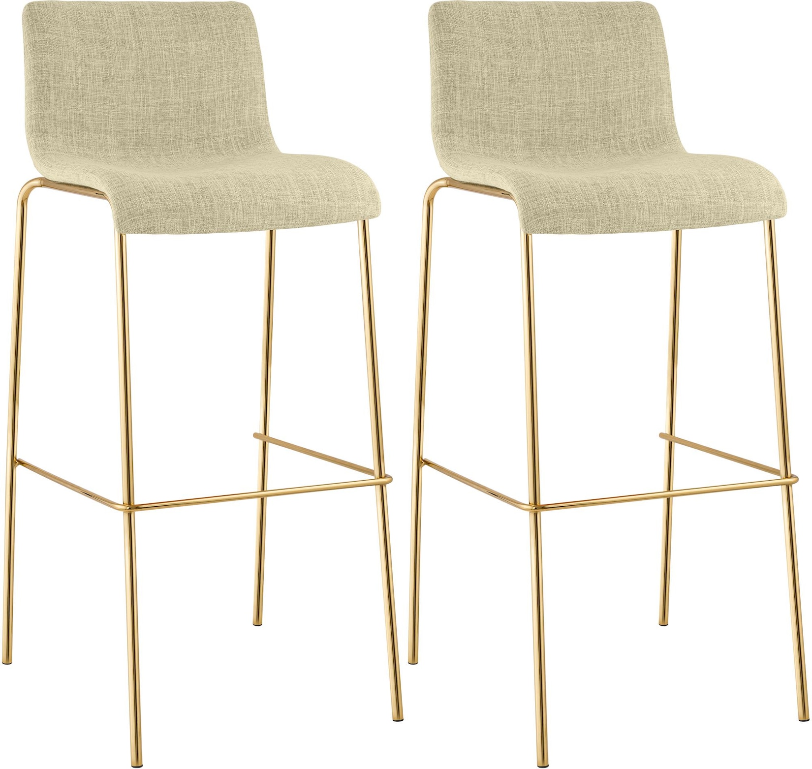 CLP Barhocker 2er Set mit Lehne Hover, Barstuhl stapelbar mit Stoffbezug, Metallgestell Goldoptik, Stapelstuhl bis 150 kg belastbar