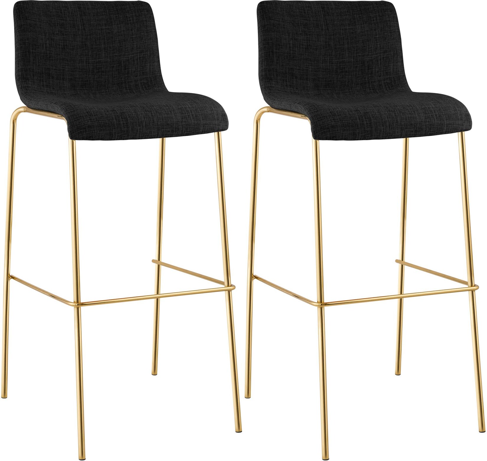 CLP Barhocker 2er Set mit Lehne Hover, Barstuhl stapelbar mit Stoffbezug, Metallgestell Goldoptik, Stapelstuhl bis 150 kg belastbar