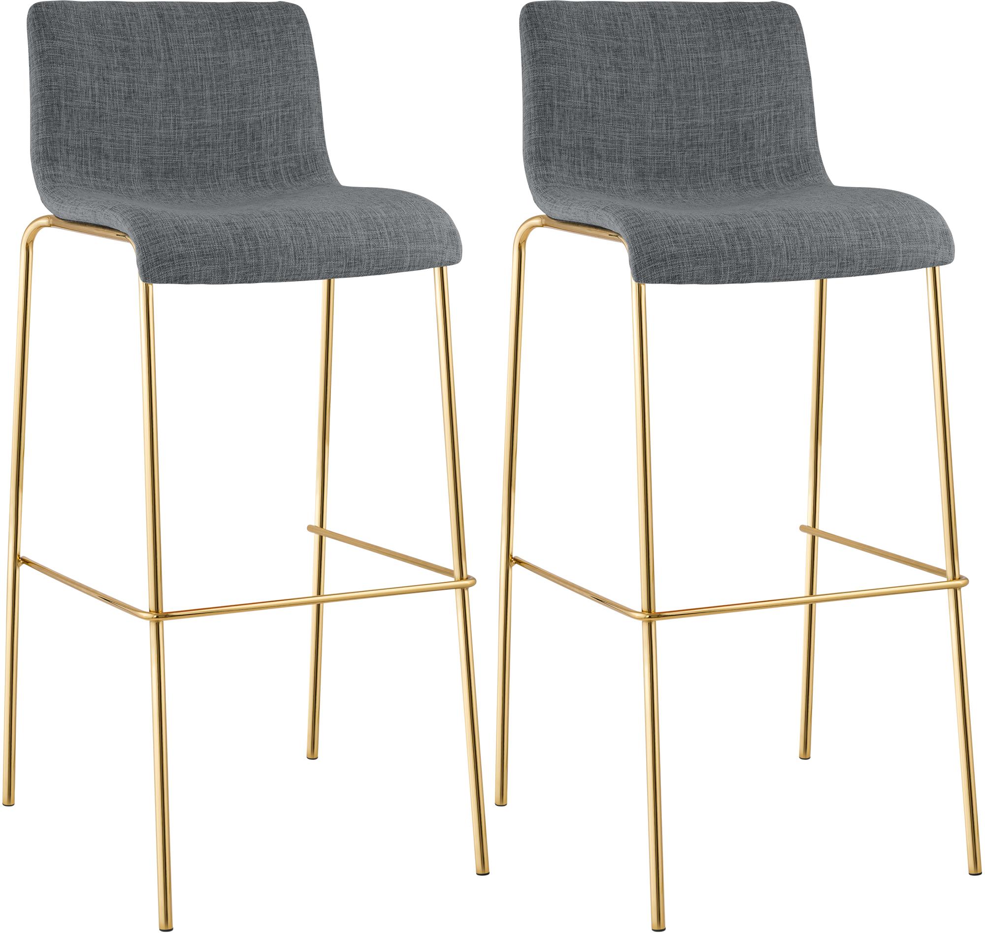 CLP Barhocker 2er Set mit Lehne Hover, Barstuhl stapelbar mit Stoffbezug, Metallgestell Goldoptik, Stapelstuhl bis 150 kg belastbar - Bild 1