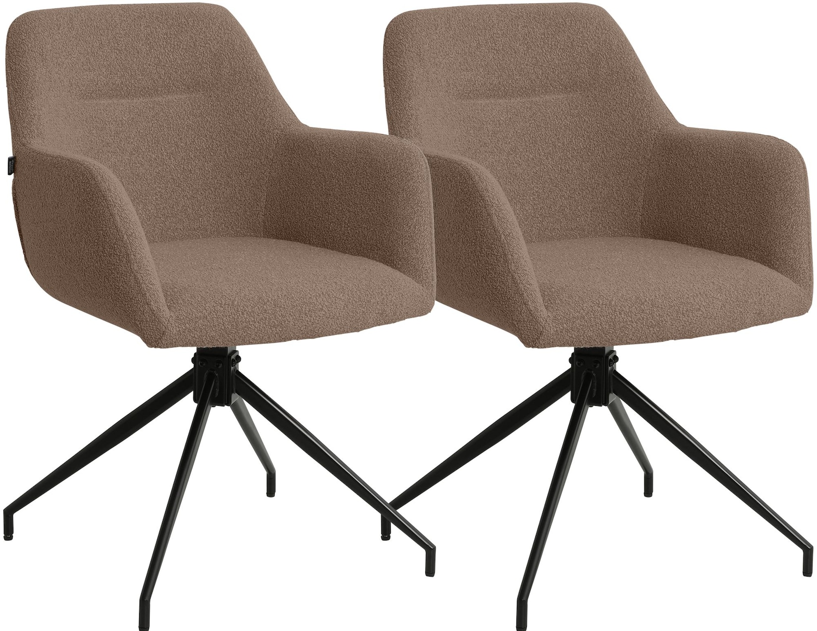 CLP Esszimmerstühle 2er Set drehbar Merlinda mit Teddystoff, 360° schwenkbare Sessel gepolstert, Polsterstühle mit Armlehnen und Rückenlehnen