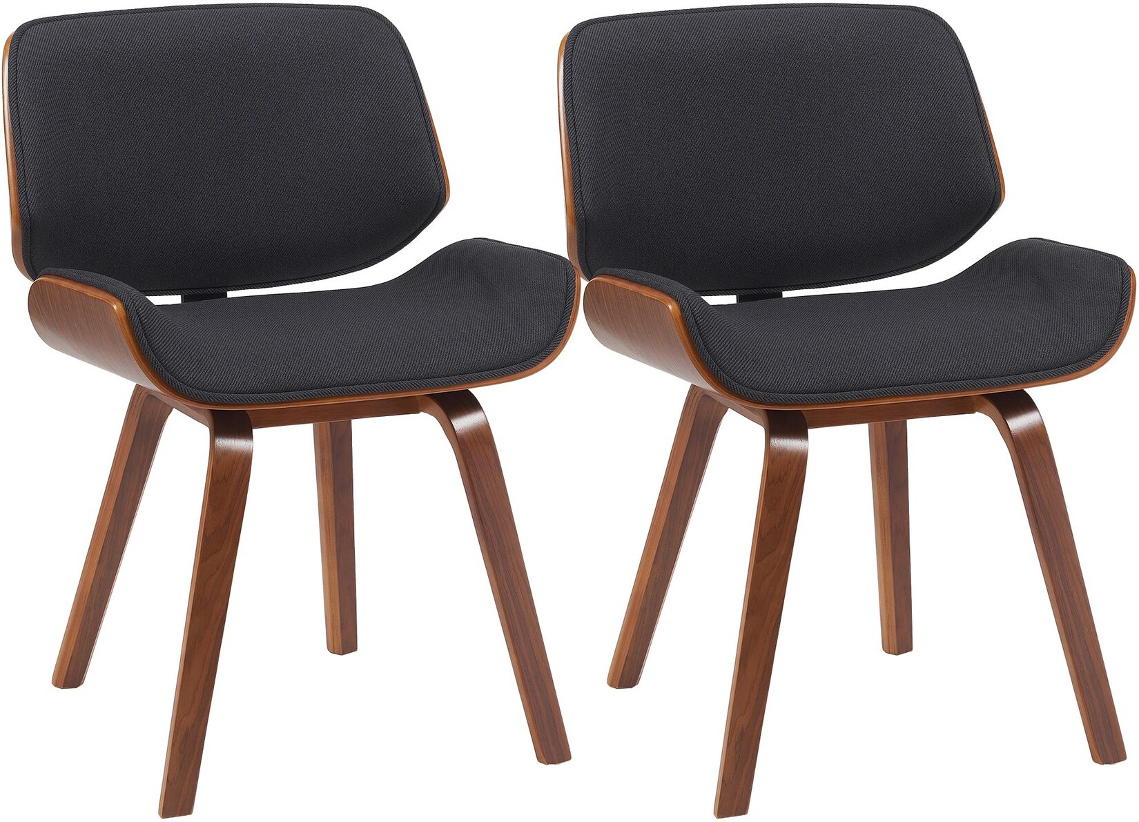 CLP Esszimmerstühle gepolstert 2er Set Beverley mit Stoffbezug, Polsterstühle mit Rückenlehne in Walnussoptik, Küchenstühle im Retro Look