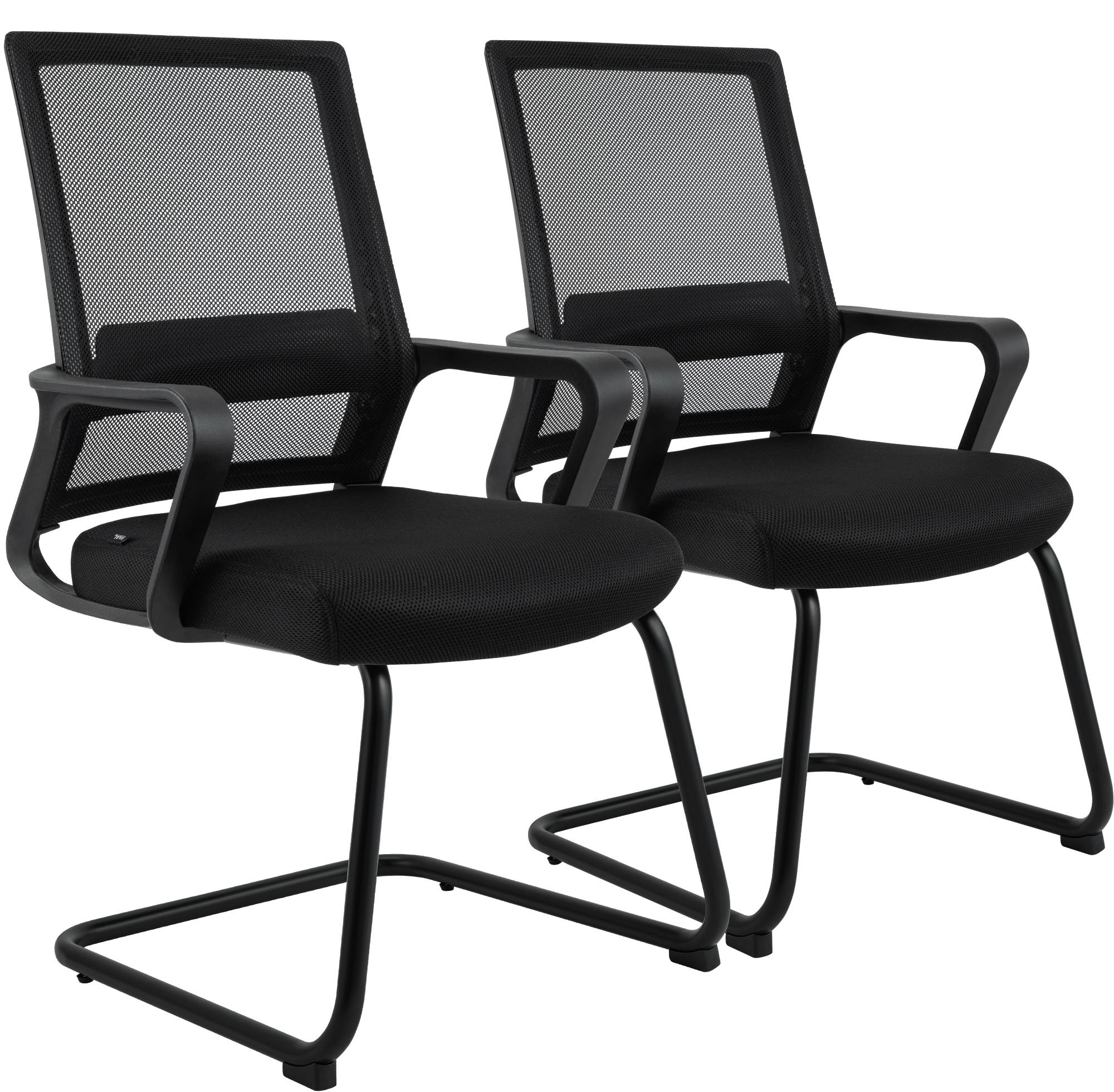 CLP Freischwinger St&uuml;hle 2er Set Hanka, Konferenzstuhl mit Stoffbezug ergonomisch mit Armlehnen und Mesh-R&uuml;ckenlehne - Bild 1