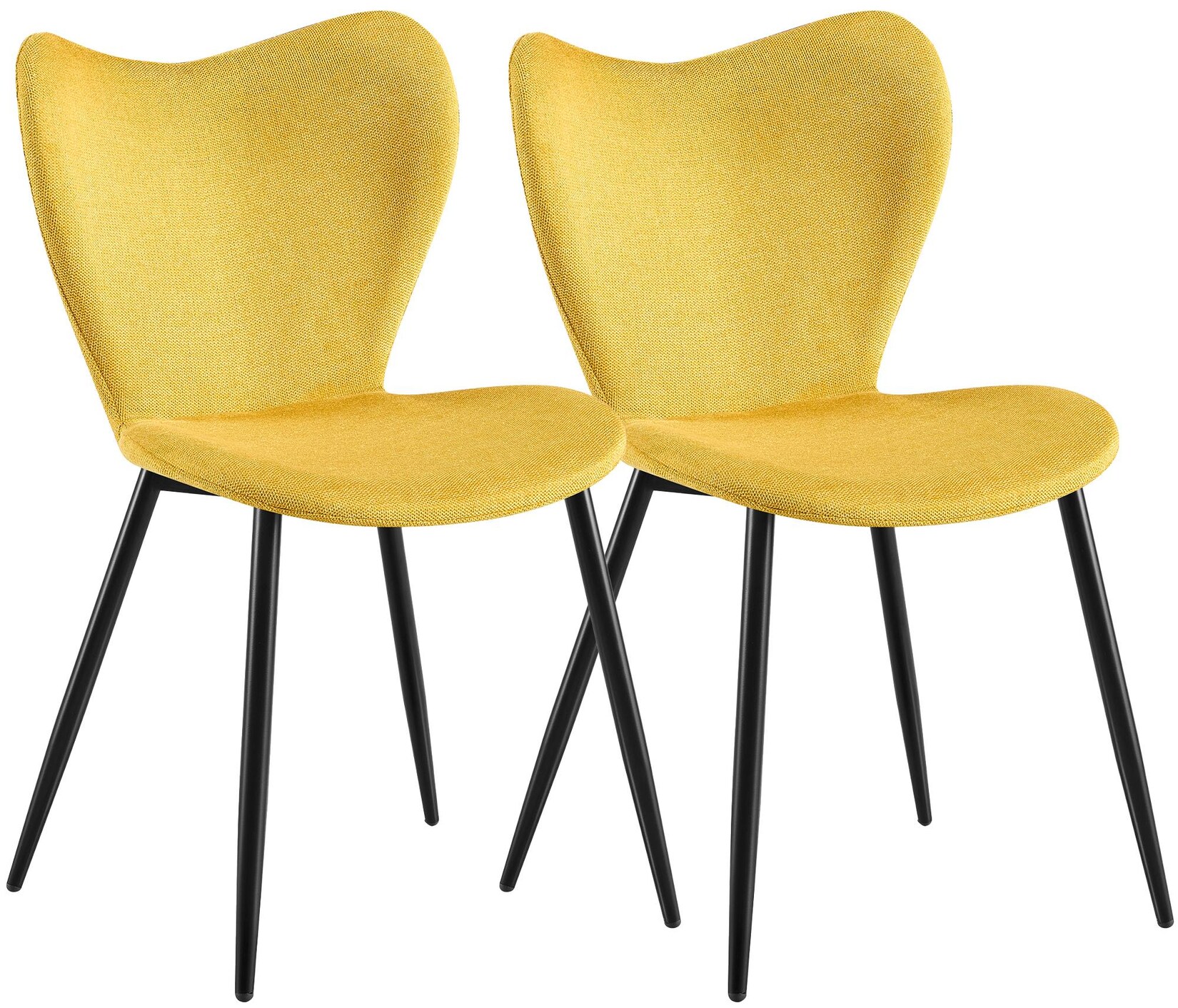 CLP 2er Set Esszimmerstuhl Maika Stoff Farbe: gelb, Material: Stoff