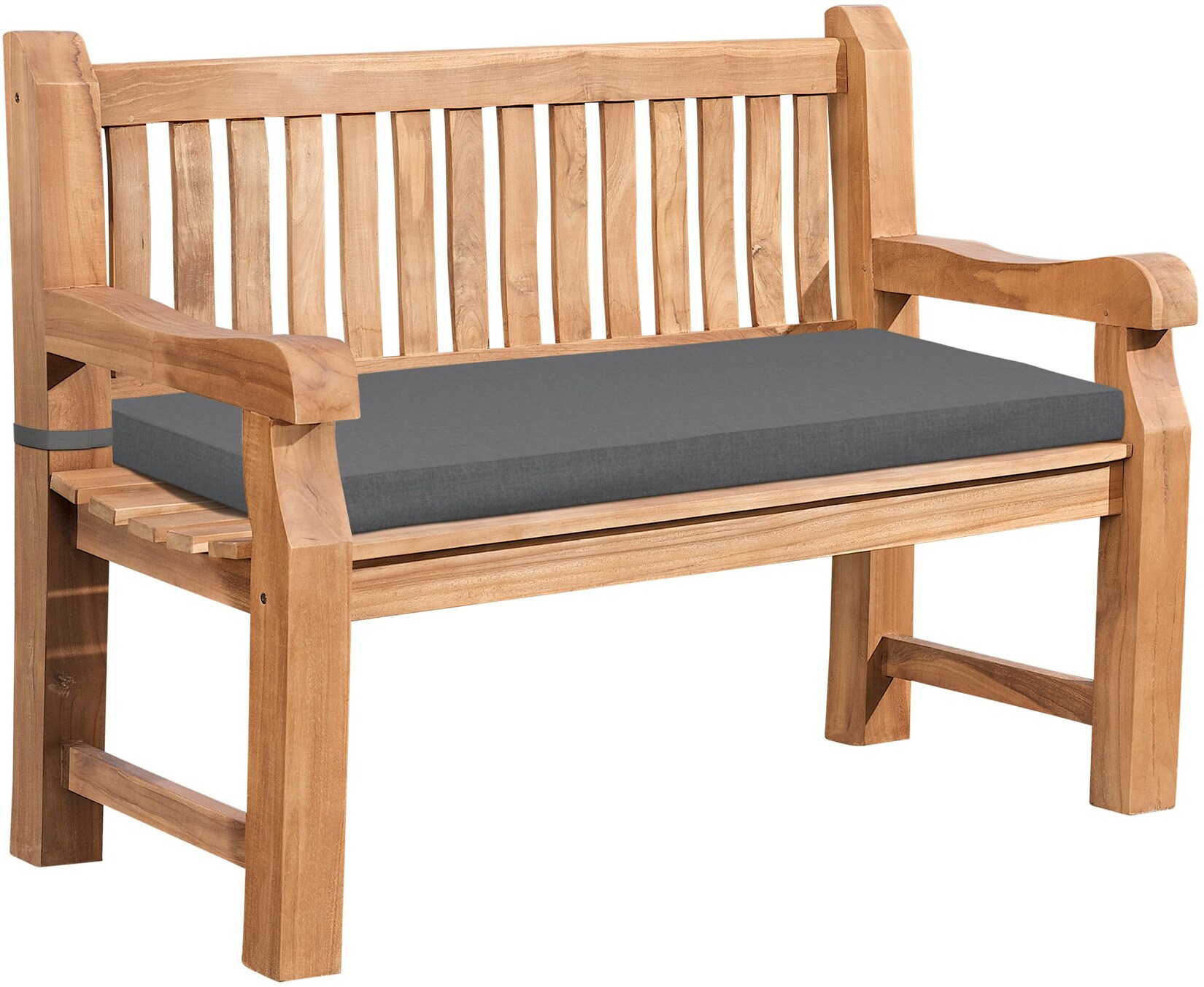 CLP Gartenbank wetterfest Daxon, inklusive Sitzkissen, 2 bis 4 Sitzer, Teakholz robust und pflegeleicht, für Terrasse und Balkon