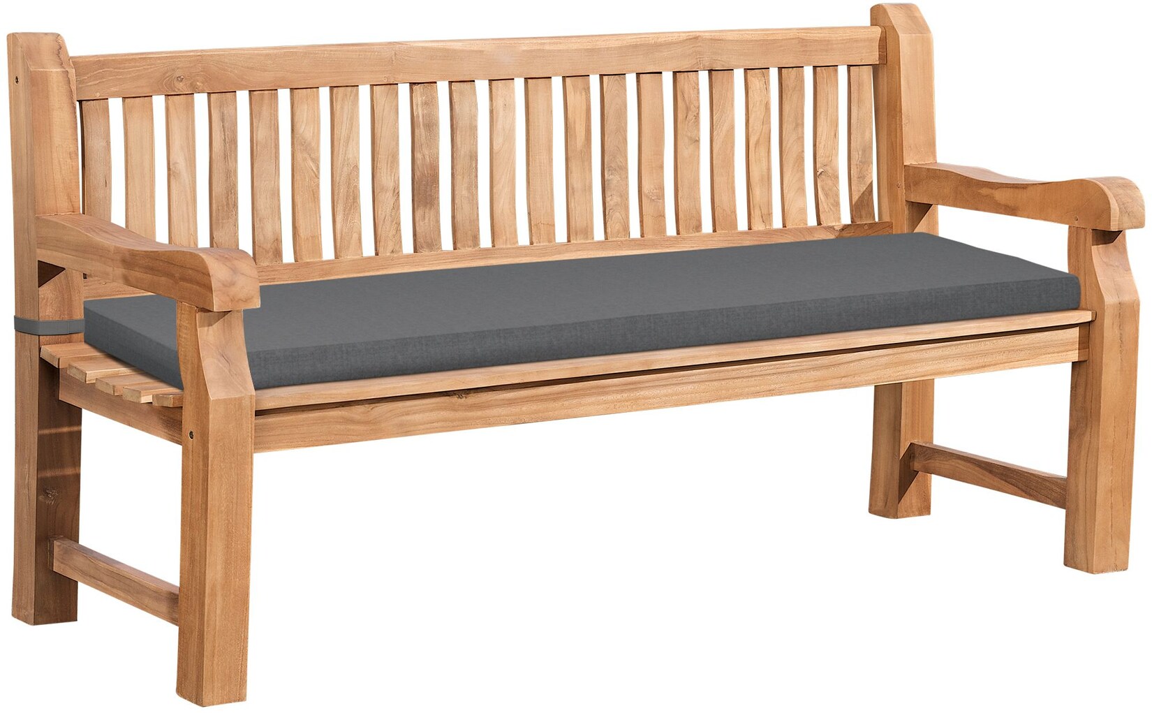 Gartenbank wetterfest Daxon, inklusive Sitzkissen, 2 bis 4 Sitzer, Teakholz robust und pflegeleicht, für Terrasse und Balkon