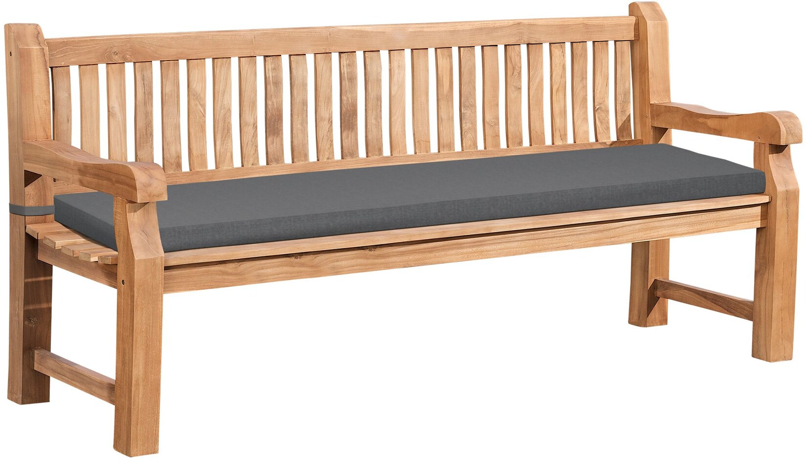 CLP Gartenbank wetterfest Daxon, inklusive Sitzkissen, 2 bis 4 Sitzer, Teakholz robust und pflegeleicht, für Terrasse und Balkon