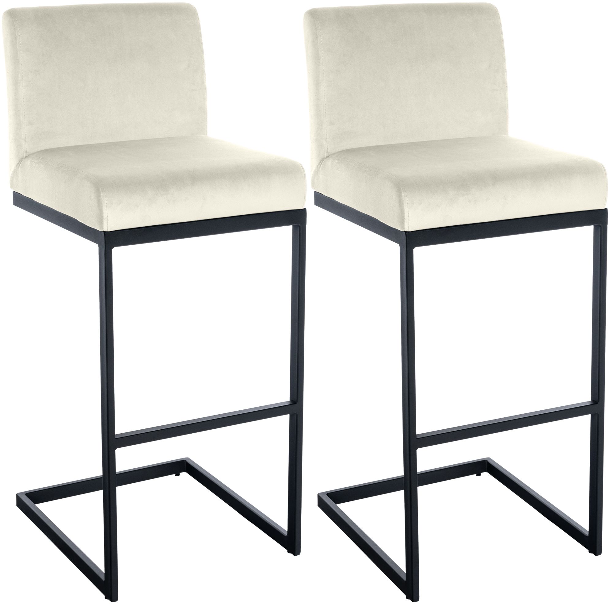 CLP Barhocker 2er Set mit R&uuml;ckenlehne Hopewell, gepolsterte Sitzfl&auml;che aus Samt und Metallgestell mit Fu&szlig;ablage, f&uuml;r K&uuml;che, Esszimmer und Bar - Bild 1