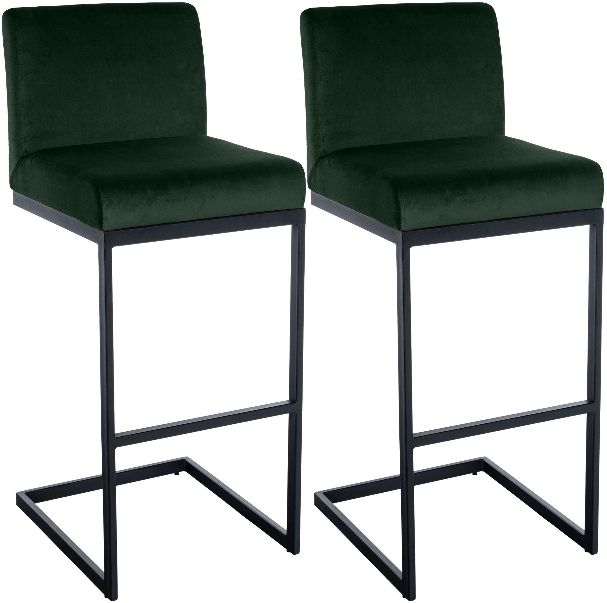 CLP Barhocker 2er Set mit R&uuml;ckenlehne Hopewell, gepolsterte Sitzfl&auml;che aus Samt und Metallgestell mit Fu&szlig;ablage, f&uuml;r K&uuml;che, Esszimmer und Bar - Bild 1
