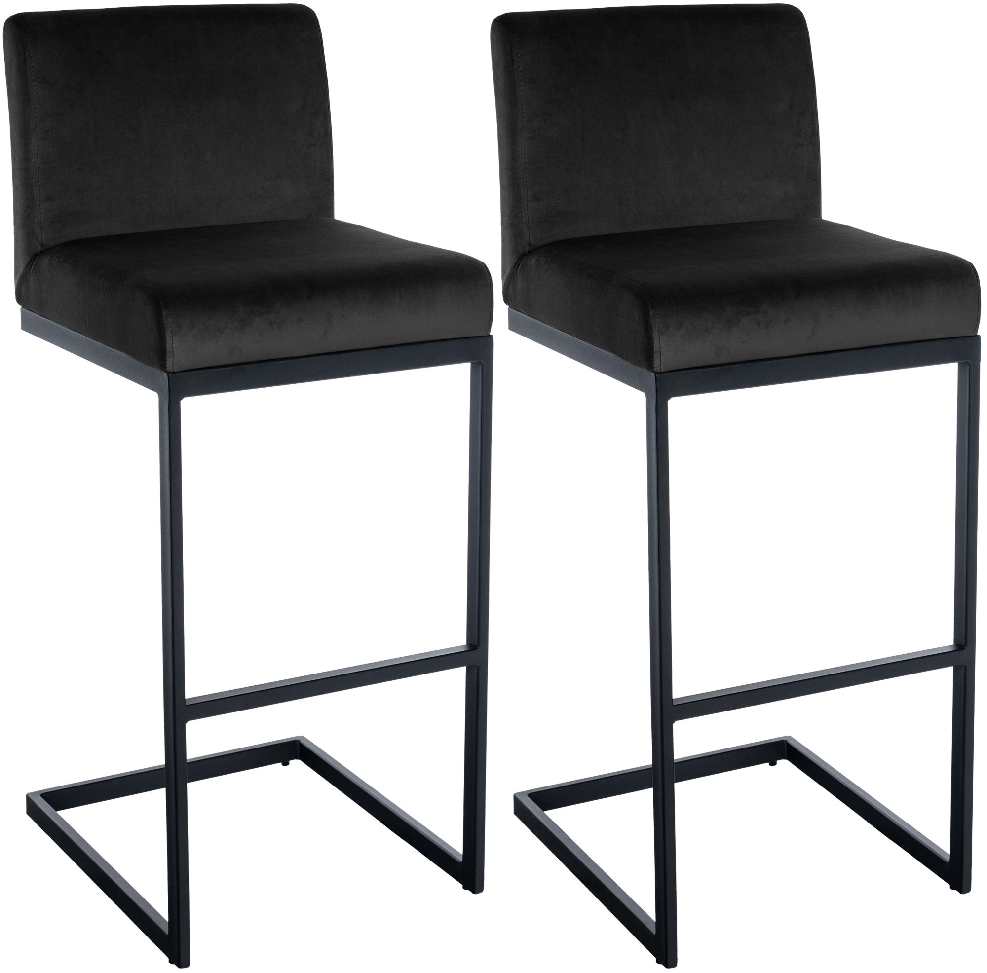 CLP Barhocker 2er Set mit R&uuml;ckenlehne Hopewell, gepolsterte Sitzfl&auml;che aus Samt und Metallgestell mit Fu&szlig;ablage, f&uuml;r K&uuml;che, Esszimmer und Bar - Bild 1