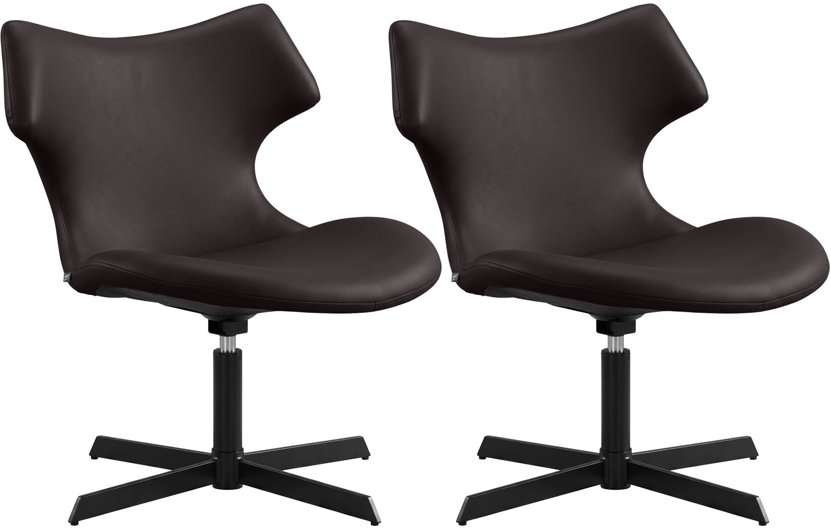 CLP Loungestühle 2er Set gepolstert mit Lehnen Welland, Relaxsessel 360° drehbar, Drehstühle in Lederoptik, bis 135 kg belastbar