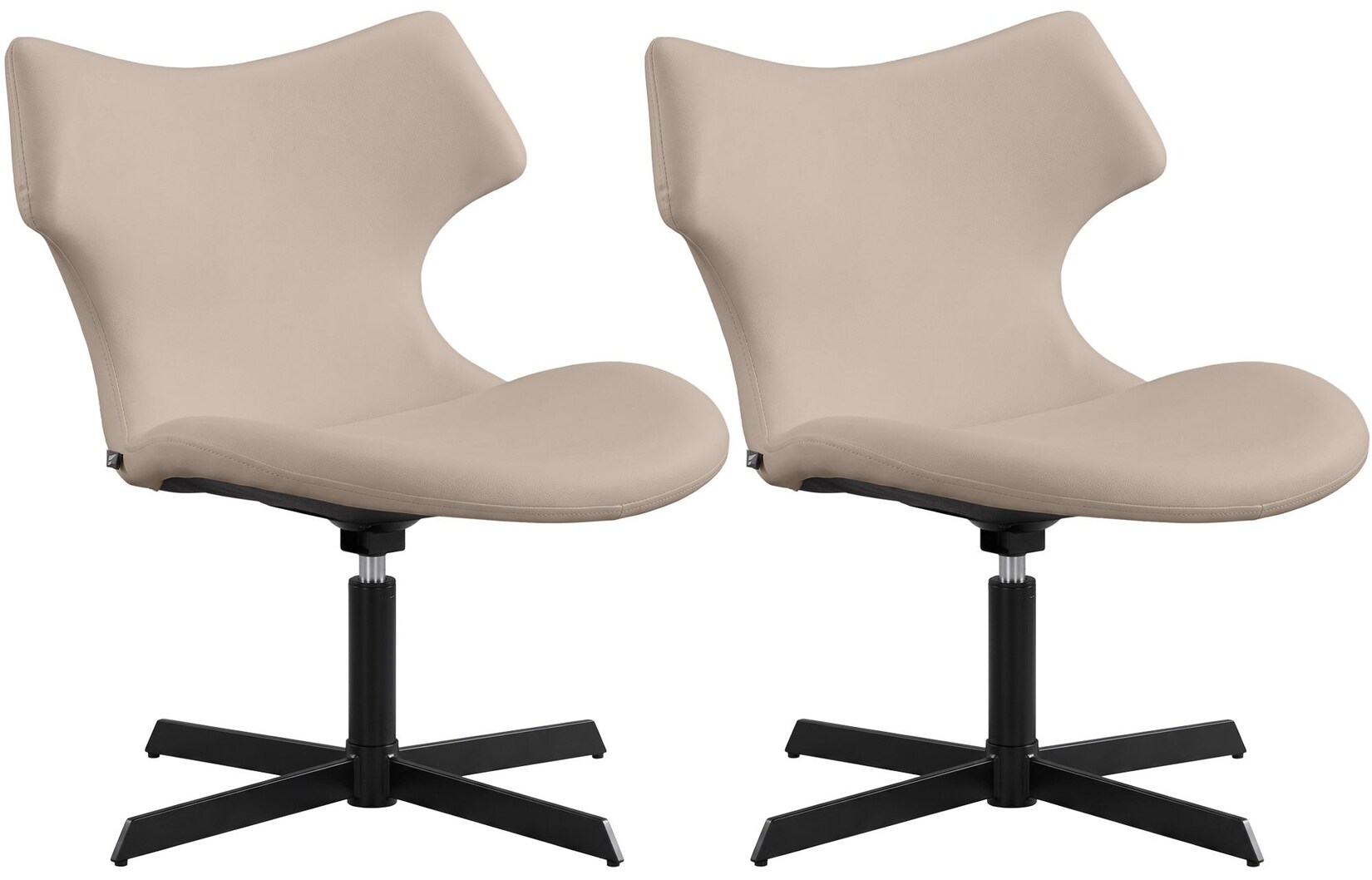 CLP Loungestühle 2er Set gepolstert mit Lehnen Welland, Relaxsessel 360° drehbar, Drehstühle in Lederoptik, bis 135 kg belastbar