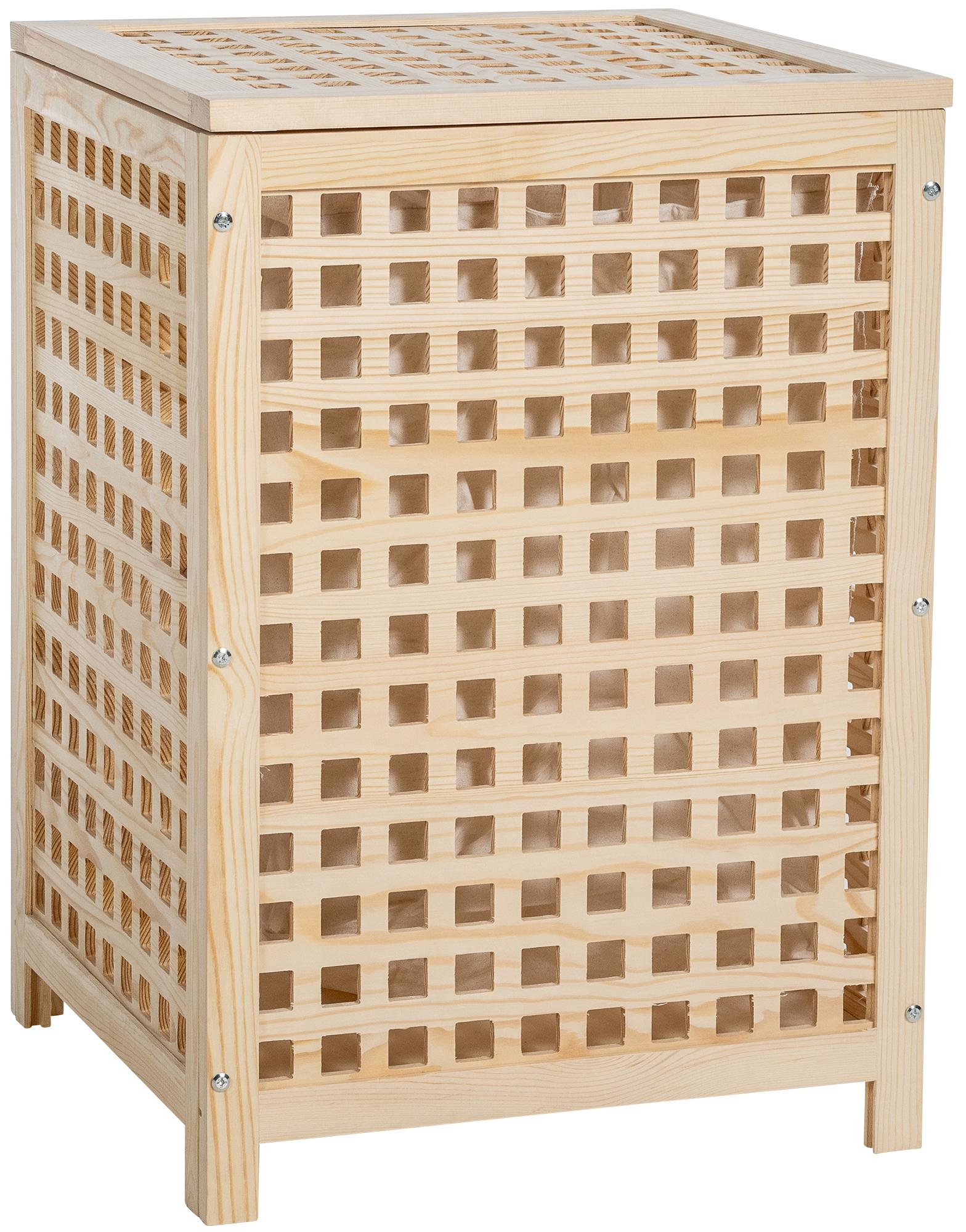 CLP W&auml;schebox I W&auml;schetruhe Und Aufbewahrungsbox Aus Holz I Moderner W&auml;schesammler Mit Deckel I W&auml;schebeh&auml;lter Mit Gitter Zur Bel&uuml;ftung - Bild 1