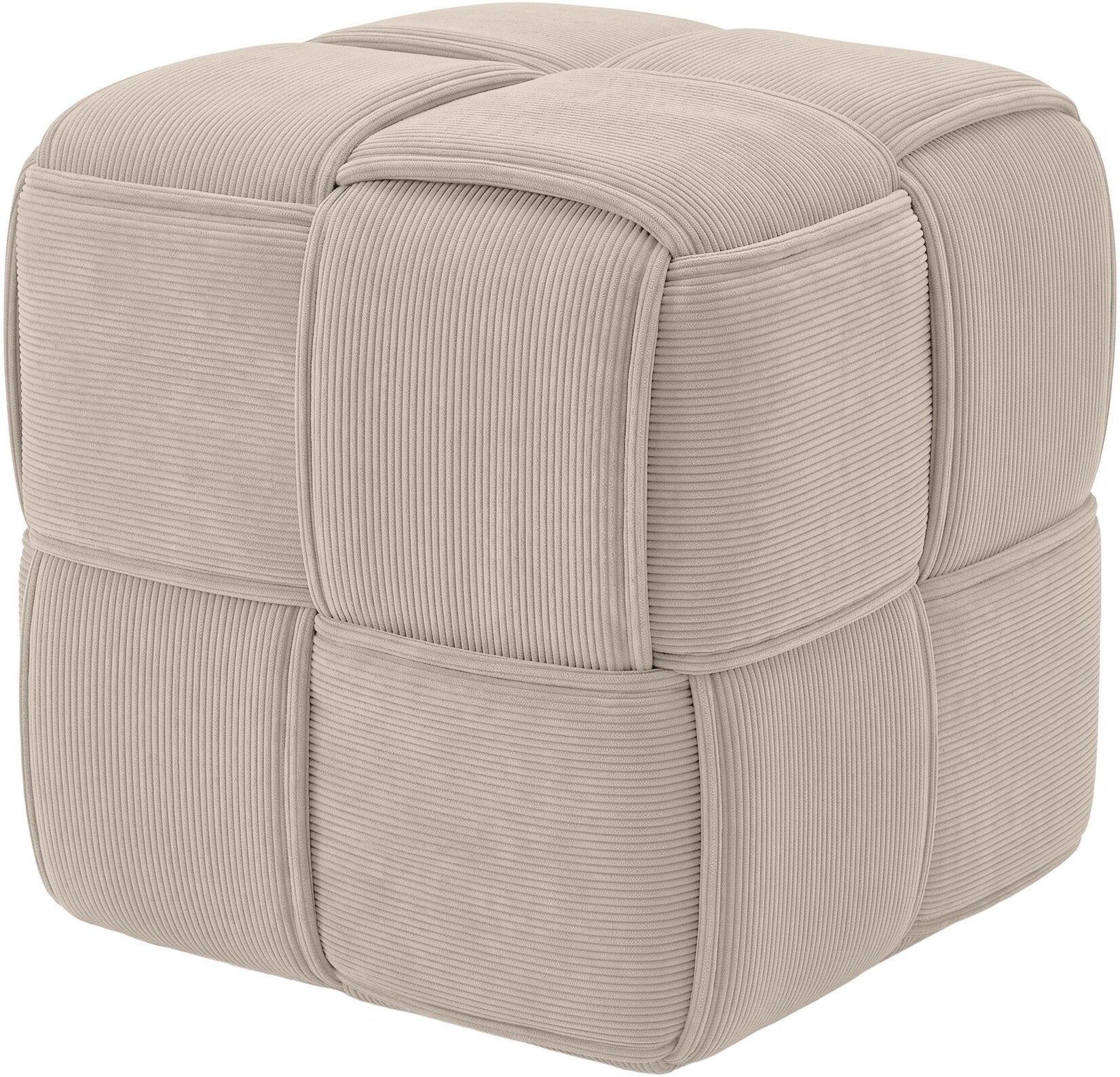 CLP Sitzhocker Cord Forinta, modernes quadratisches Design, bequemer Hocker, Fußhocker, Sitzwürfel für Wohnzimmer und Schlafzimmer